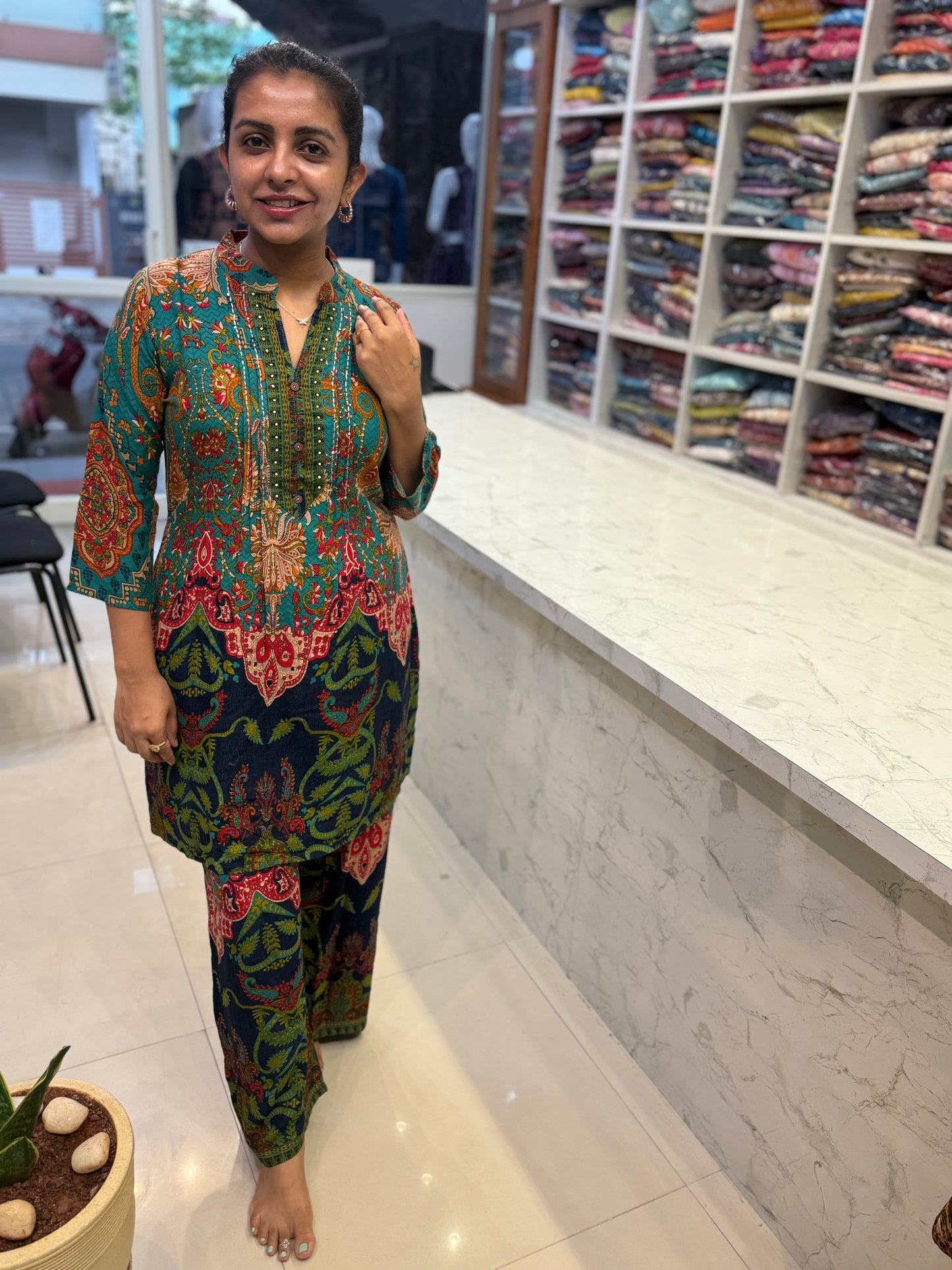 Premium Rayon Mutli-Colour Printed Co-ords Set