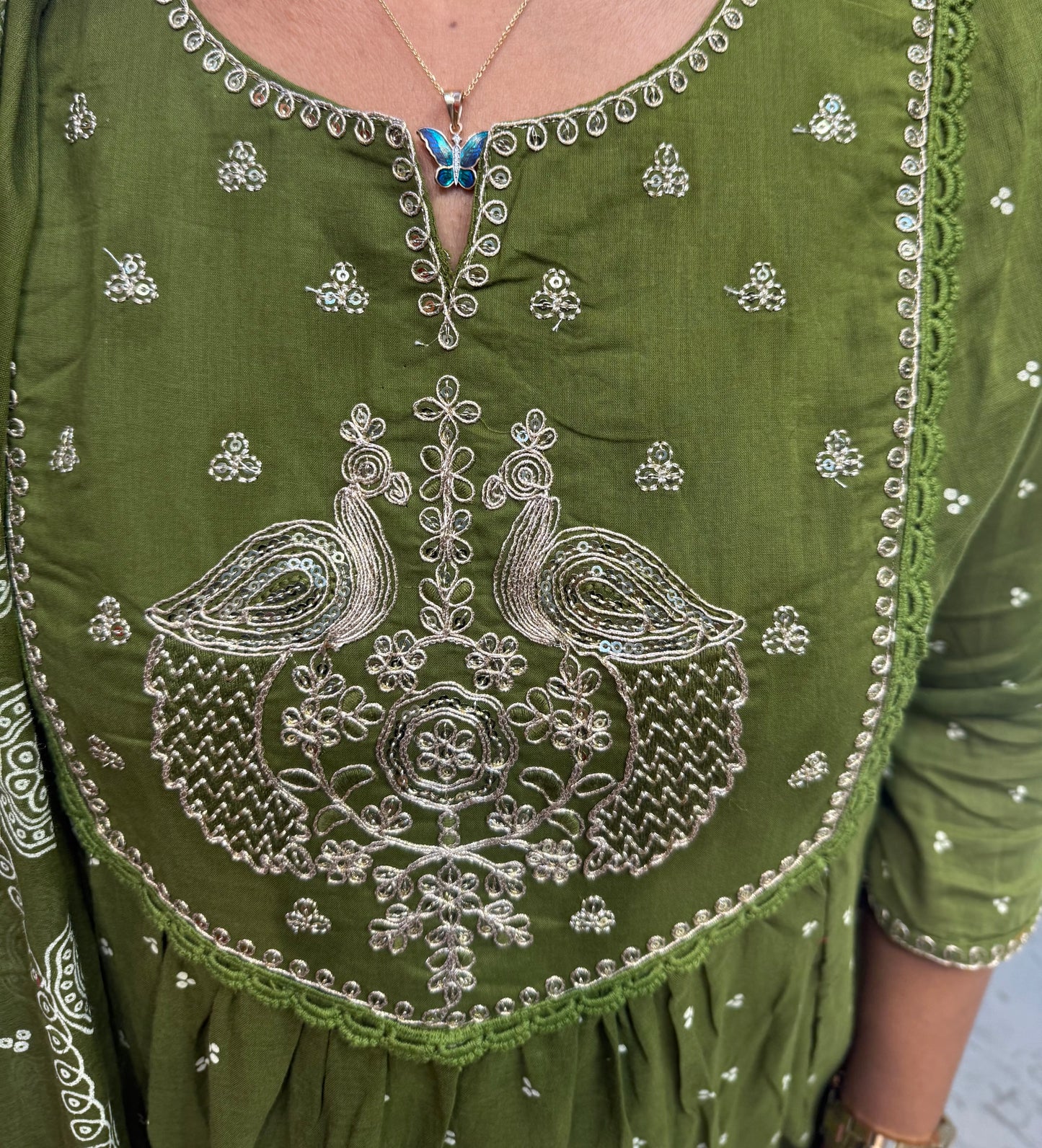 Mul cotton Anarkali Kurti With Pant and Dupatta