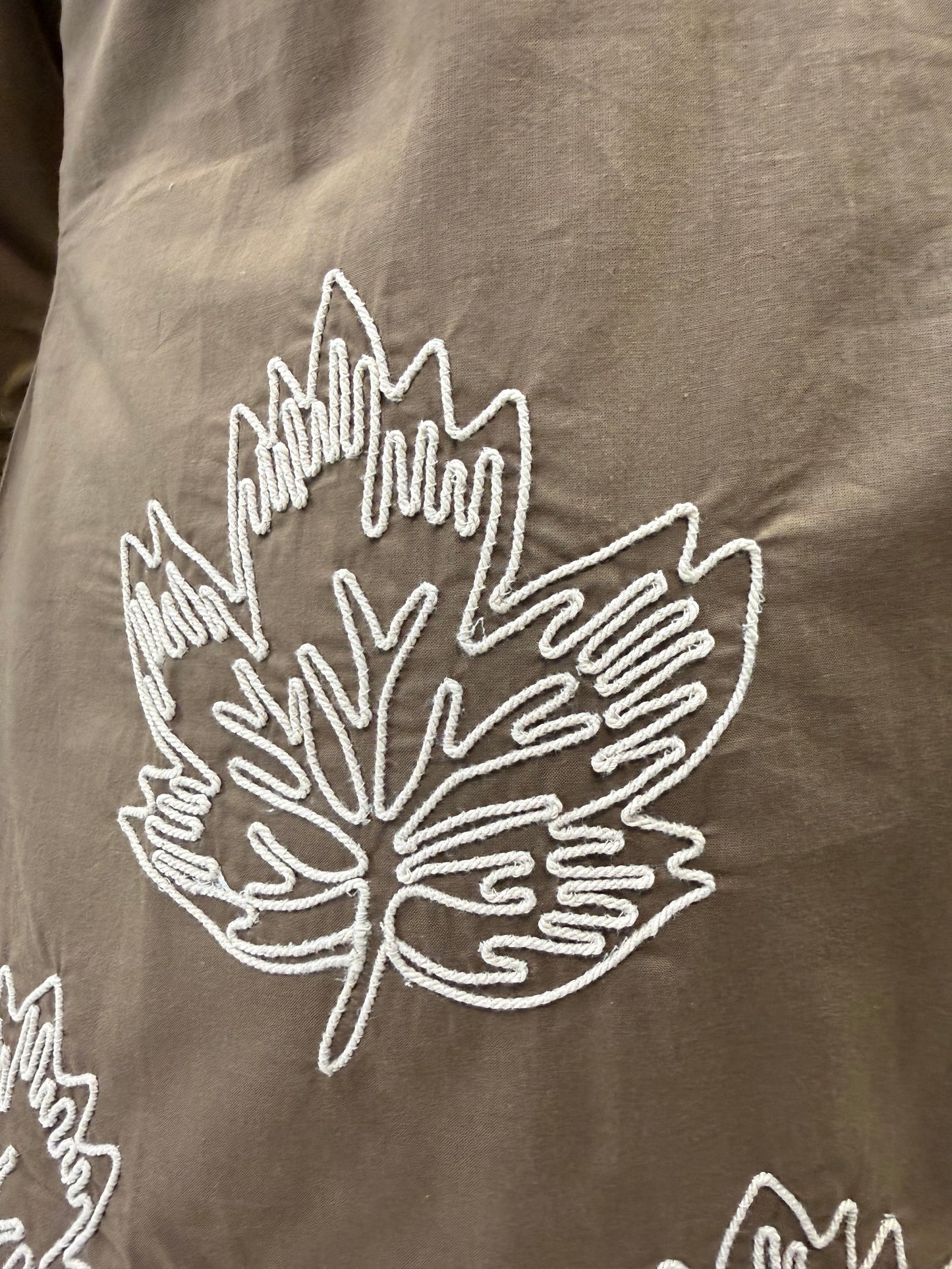Tan Cotton Dori Embroidery Tunics Top