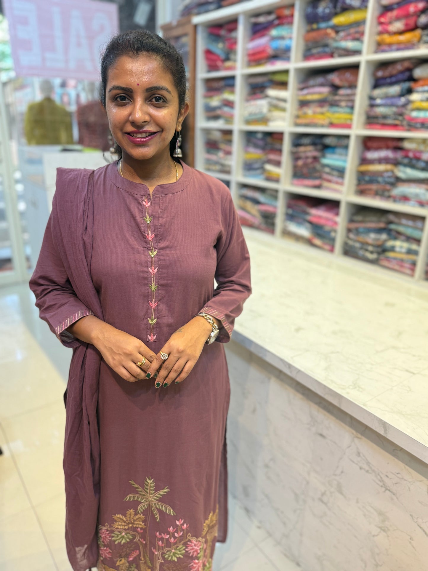 Deer Pure Mul  Cotton Embroidery Salwar Set