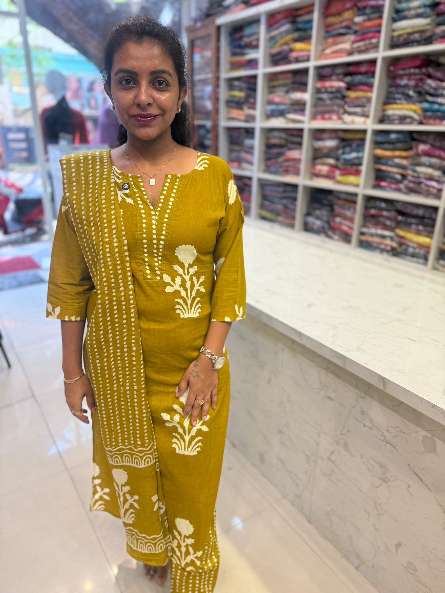 Printed Kurti With Pant and Dupatta-HSC16