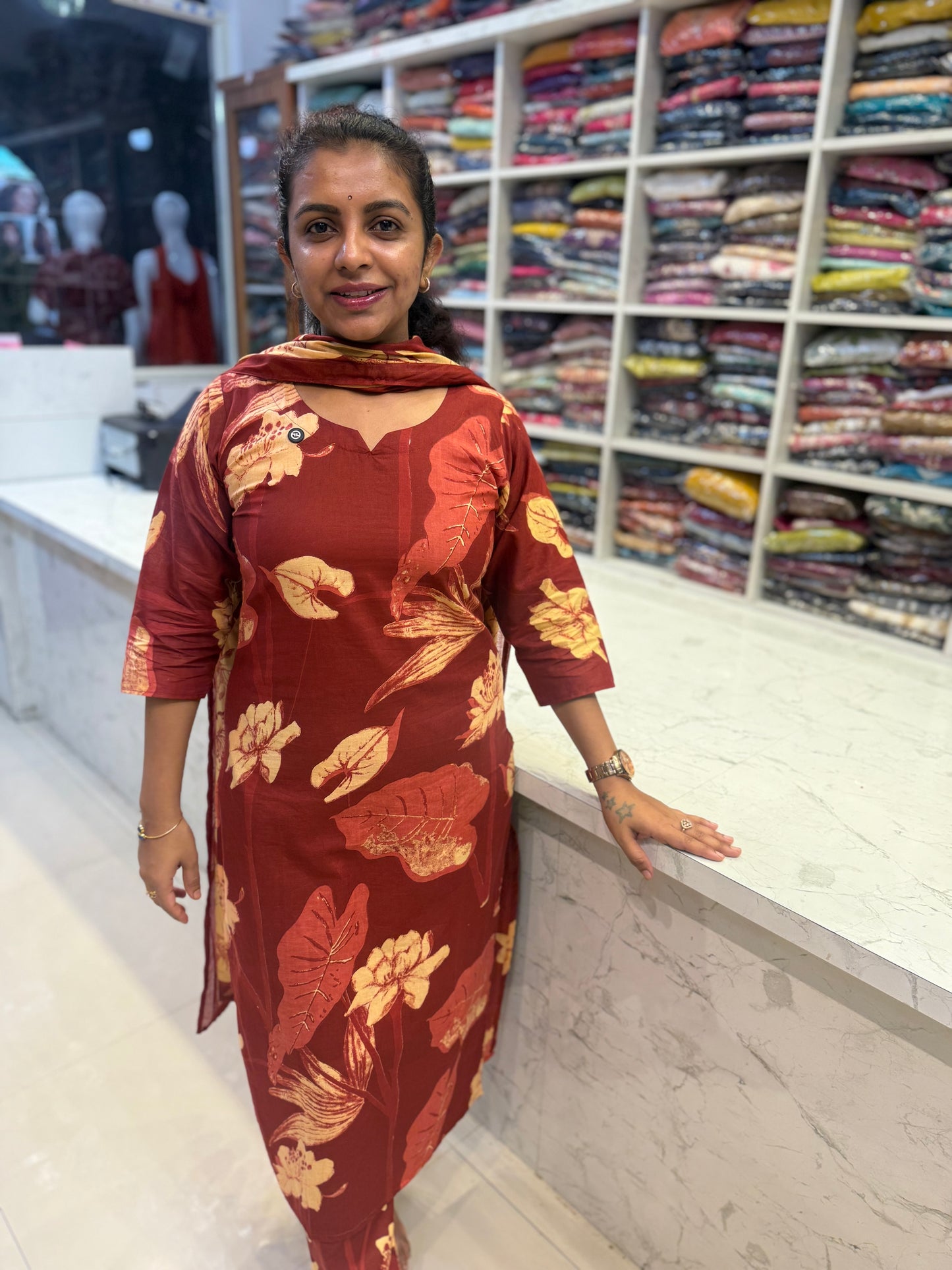 Pure Cotton Kurti With Pant and Dupatta