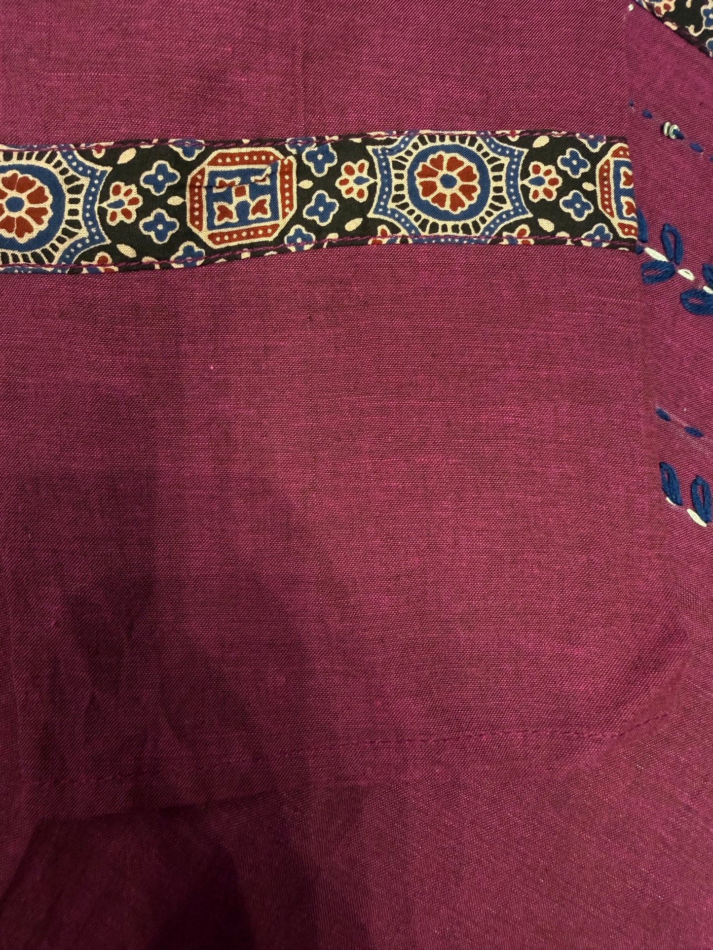 Premium Magenta Pure Cotton Embroidered Kurti- HSC1167