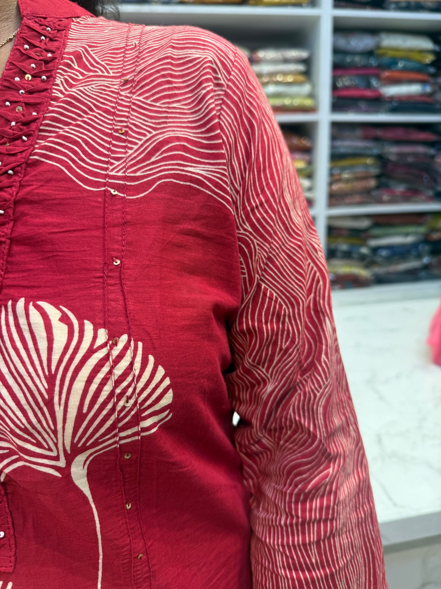 Straight cut Cotton Kurti With Pant and Dupatta