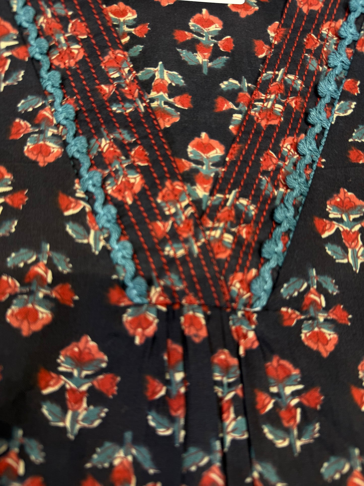 Black Natural Print Floral Pure Cotton Kurti