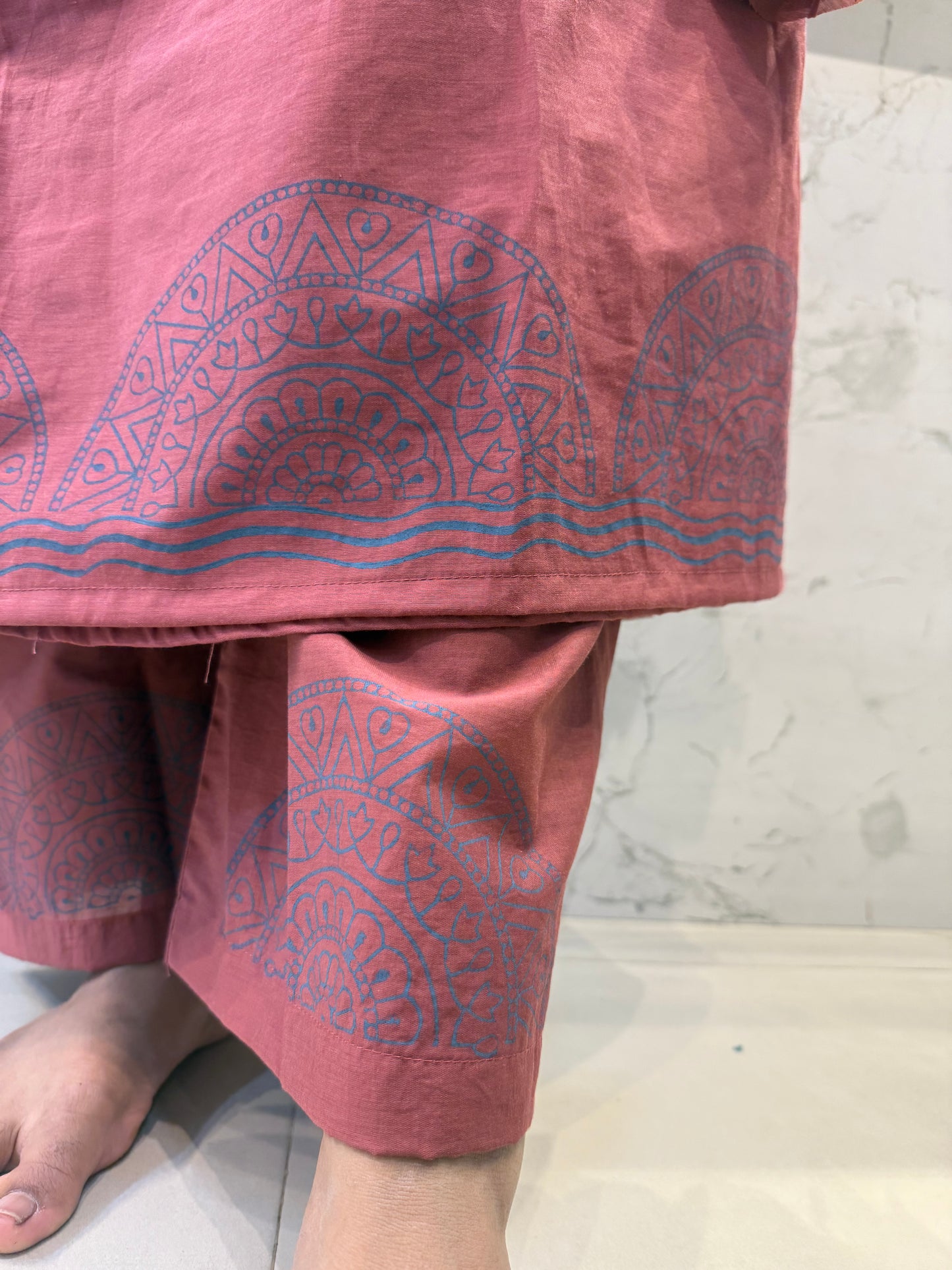 Dusty Rose Angrakha Kurti With Pant