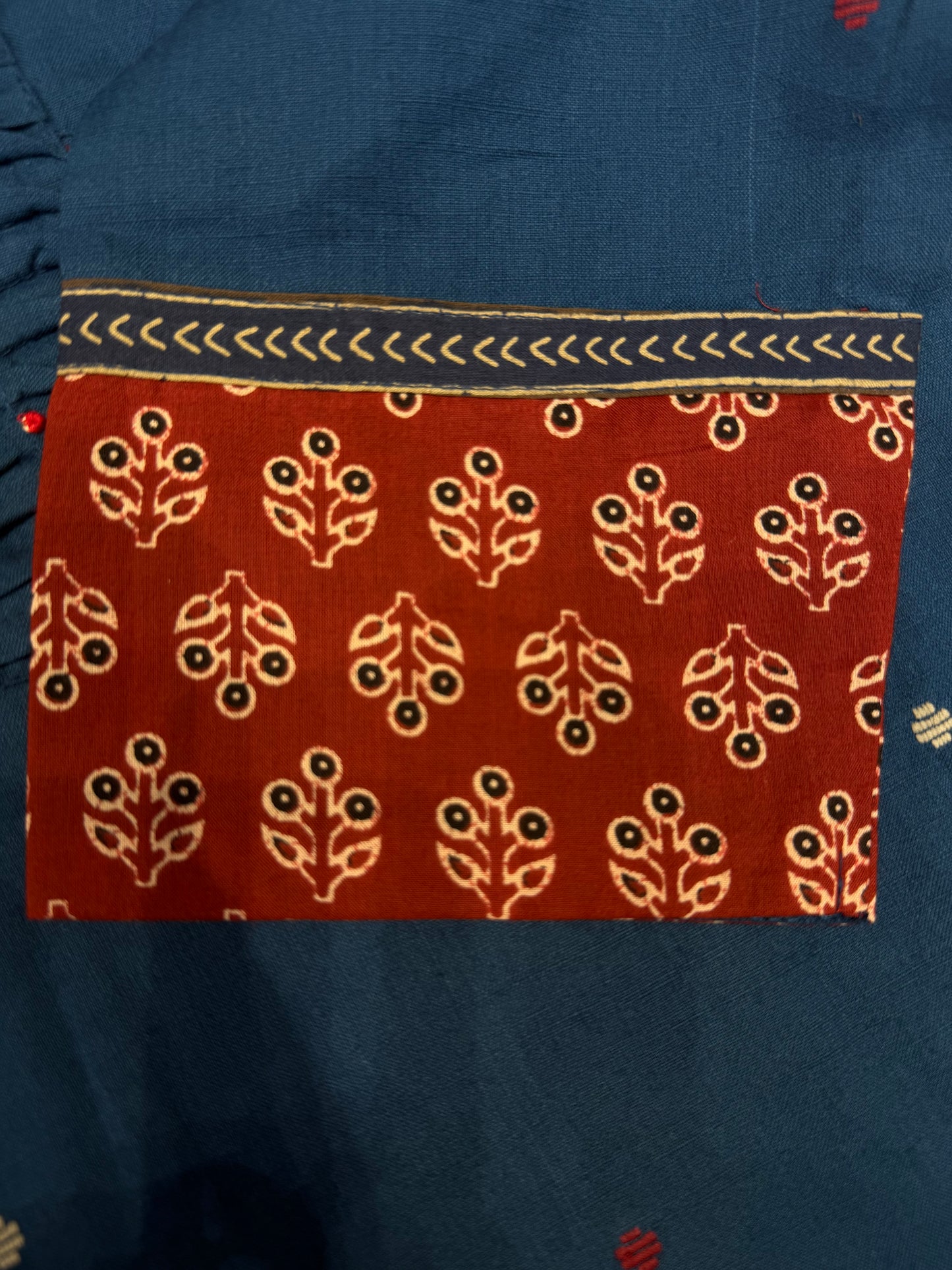 Premium Blue Pure Cotton Embroidered Kurti - HSC1167
