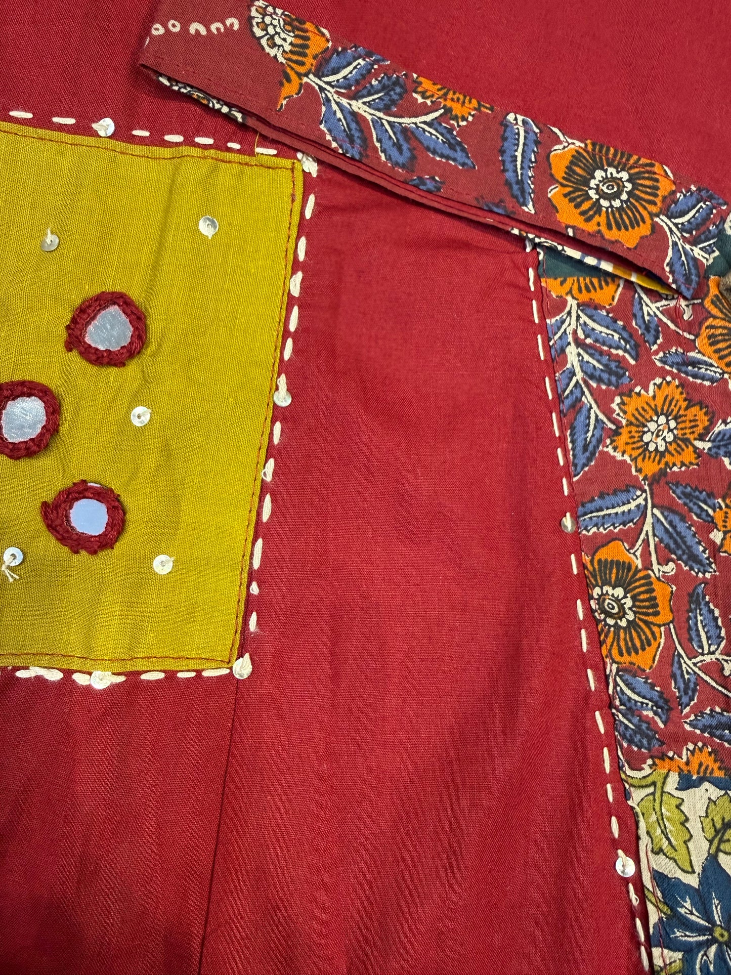Marron Applique Cotton Kurti With Pant and Dupatta-HSC126