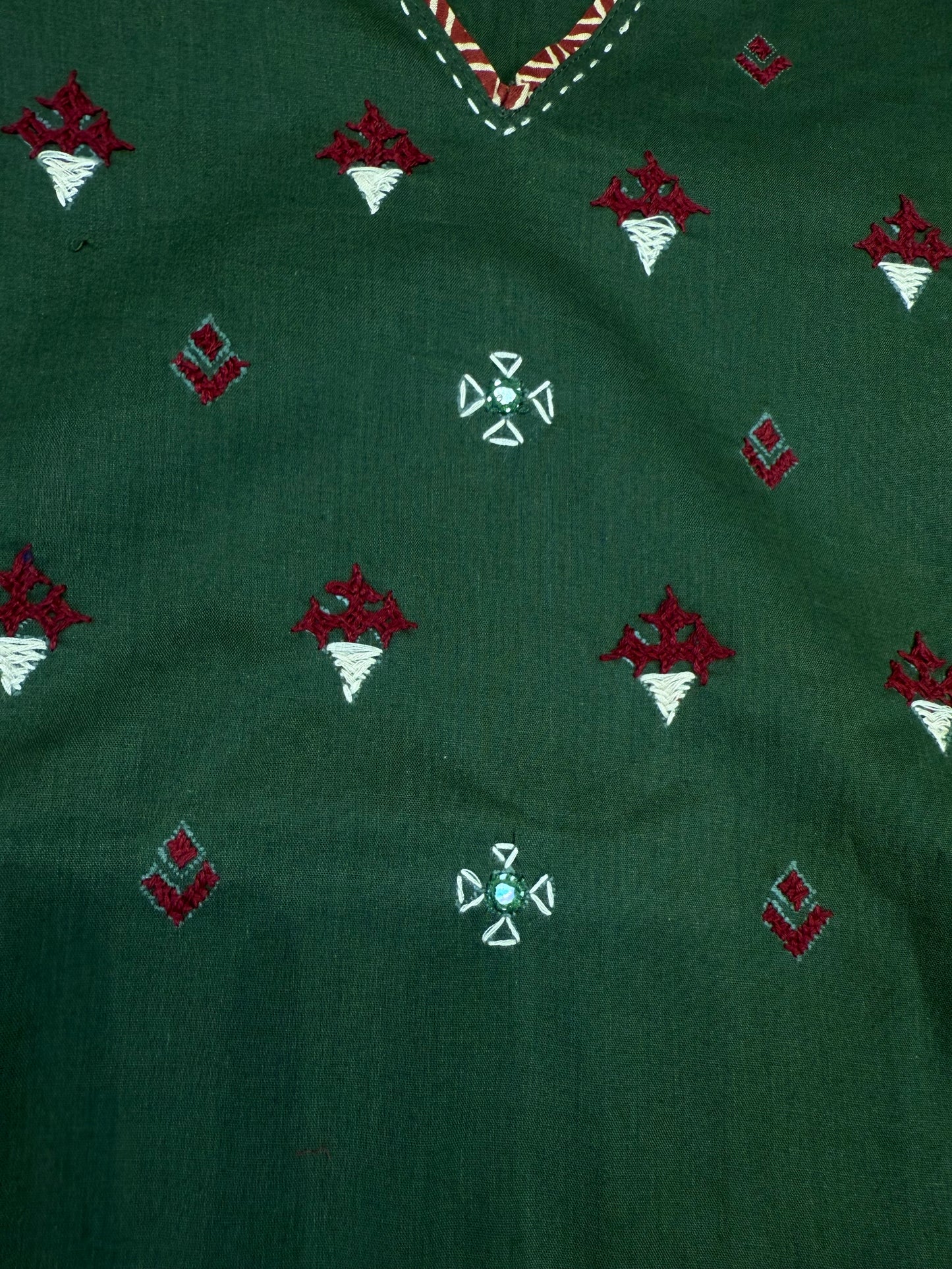 Pure Cotton Thread Work Embroidery Kurti With Pant and Dupatta-HSC47
