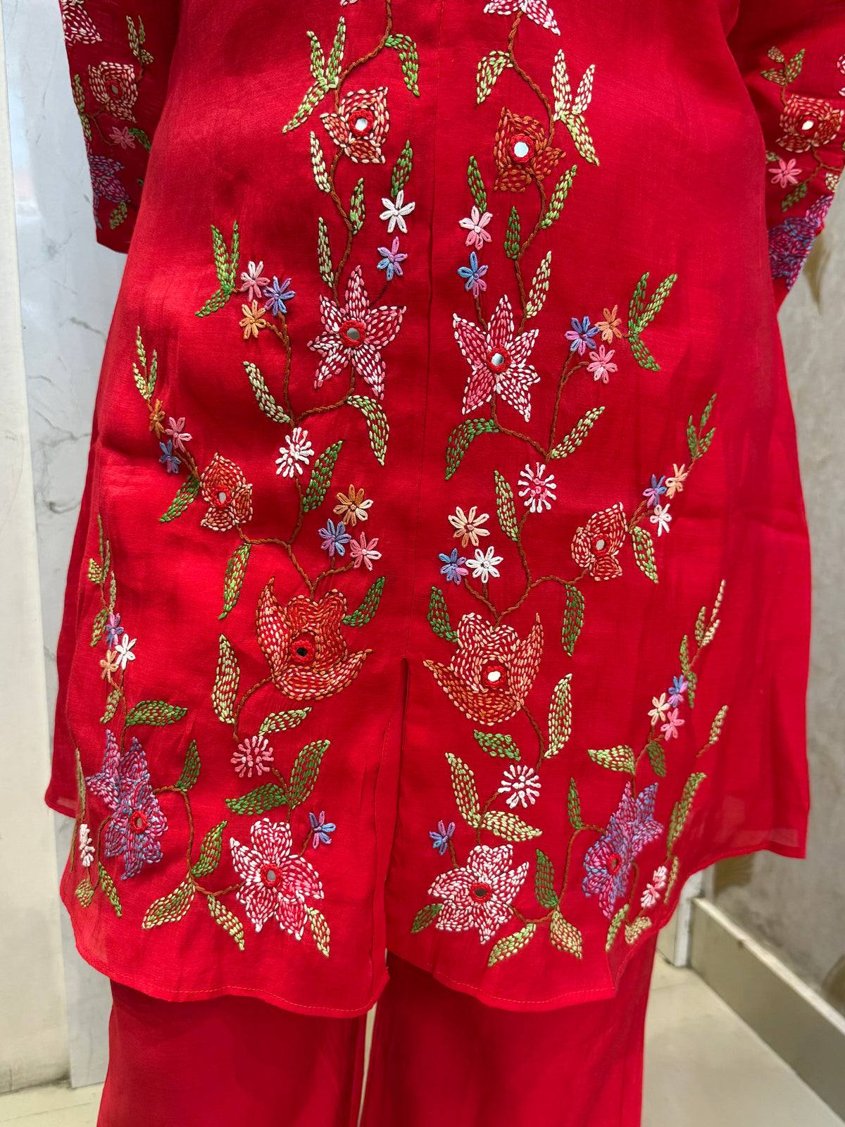 Hand Embroidery Pure Silk Co-ords Set -HSC1232