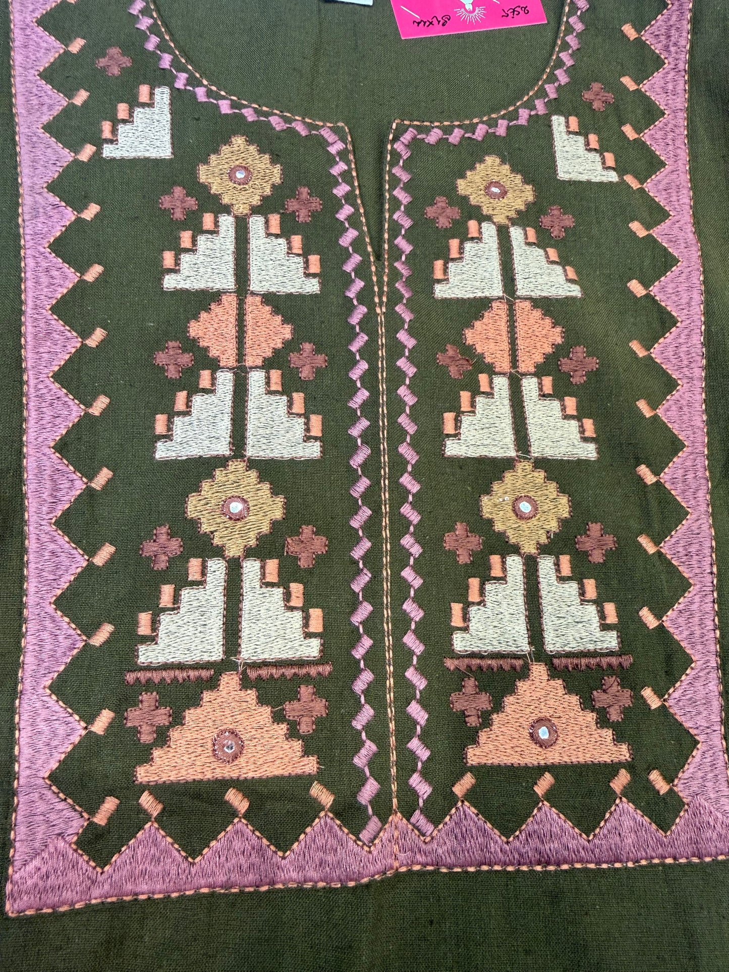 Green Embroidery Pure Cotton Flex Work Tunics Top