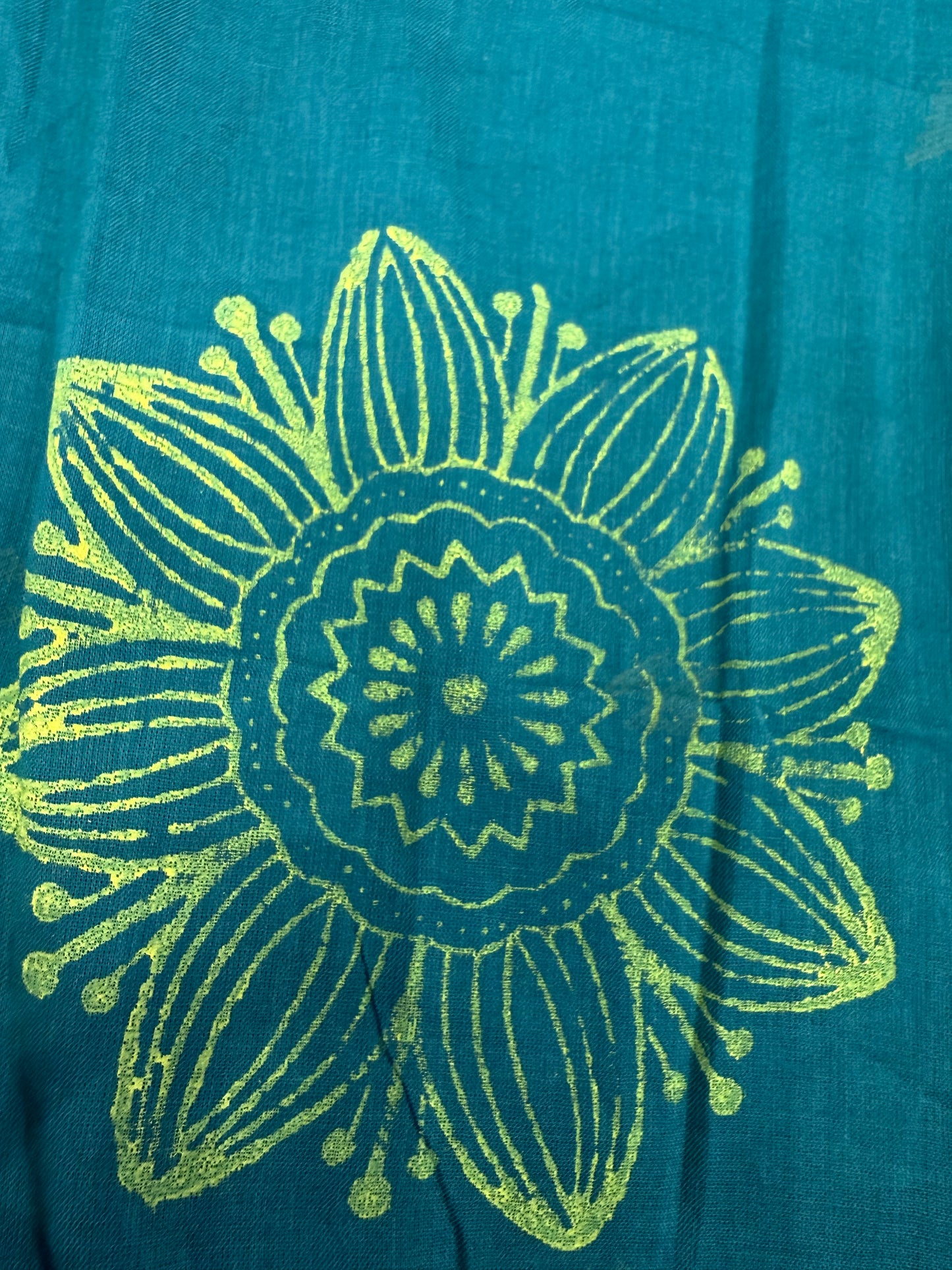 Teal Blue Pure Handloom Patch Work HandWork Kurti With Pant and Dupatta - HSC1146