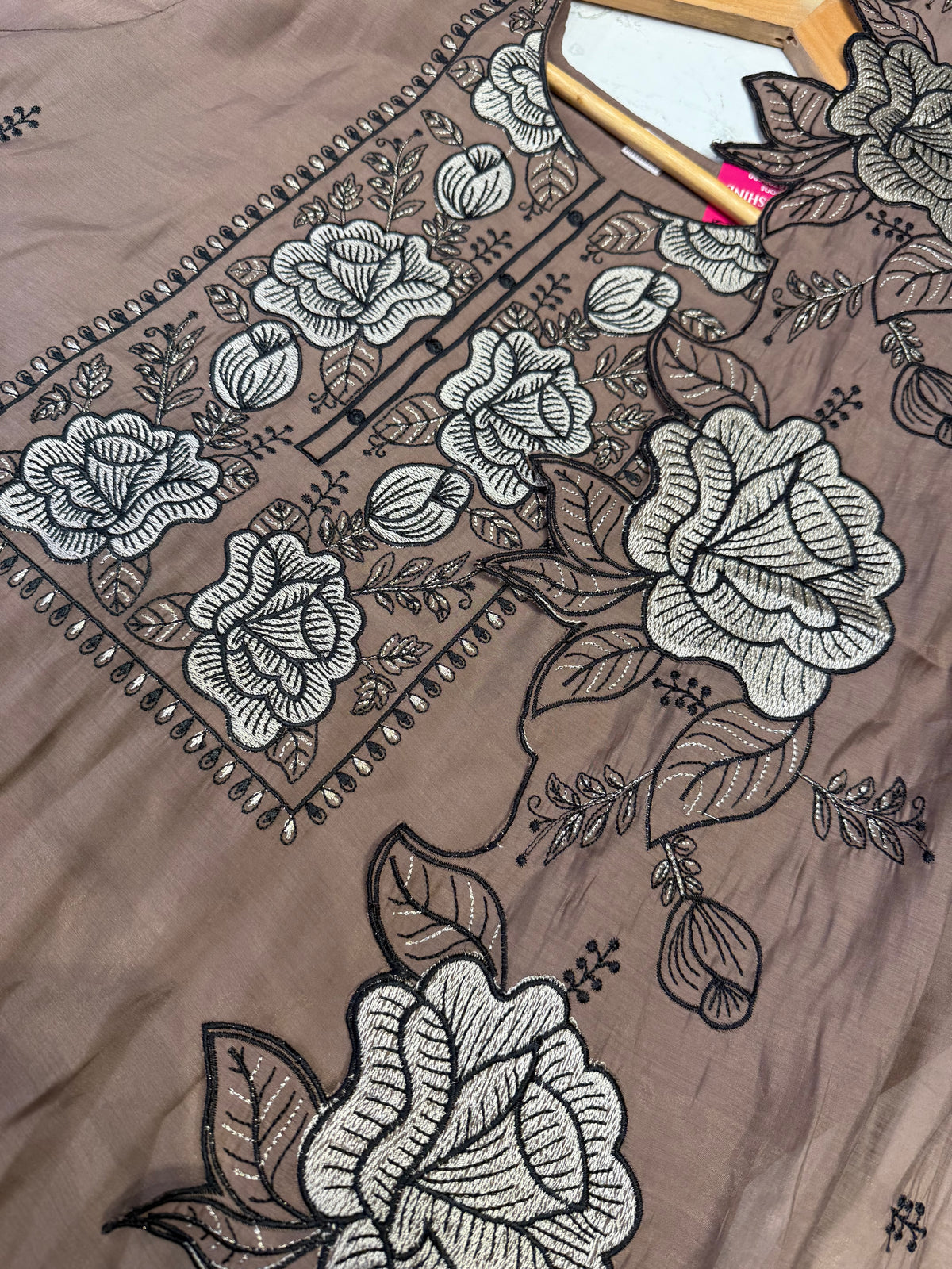 Floral Embroidery Kurti With Pant and Scallop Cutwork Dupatta - HSC1189