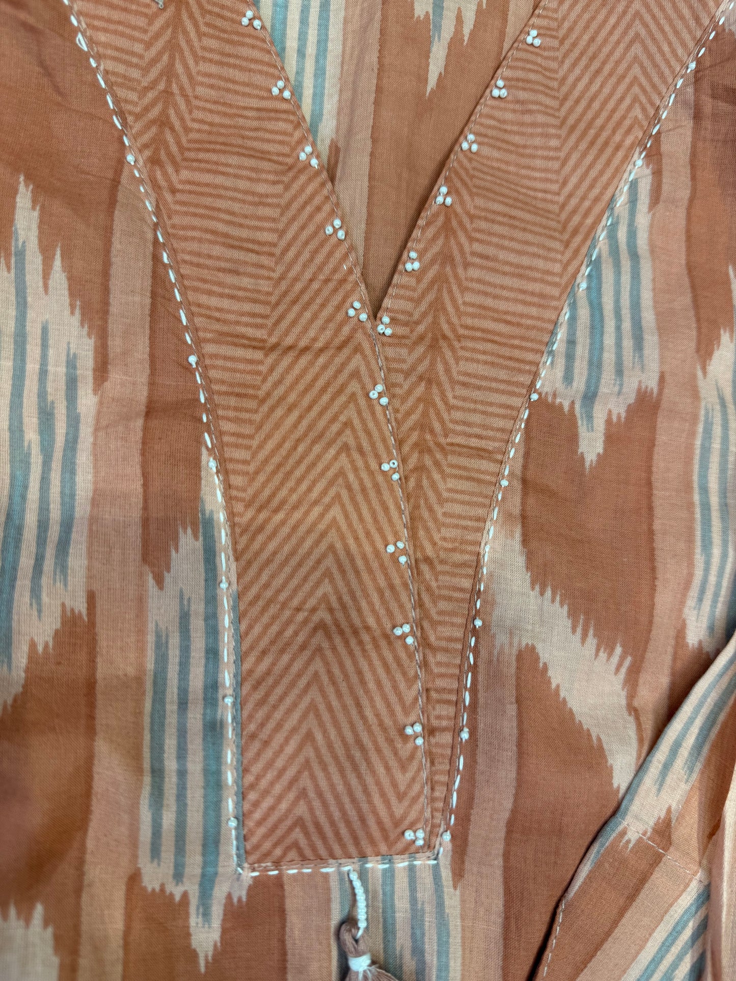 Peach Pure Cotton Kurti With Pant and Dupatta - HSC1173