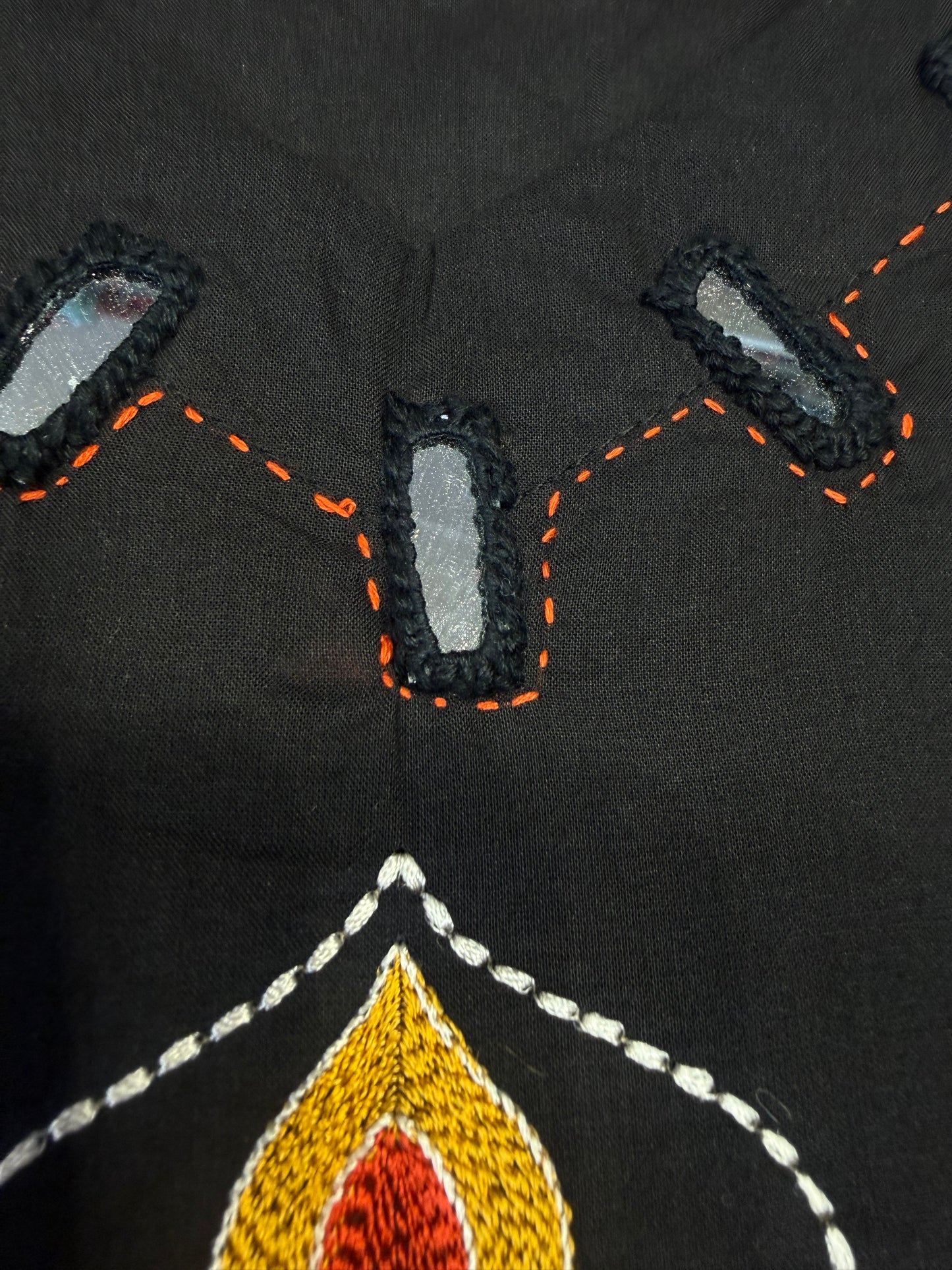Black Pure Cotton Embroidered Kurti With Pant-HSC81