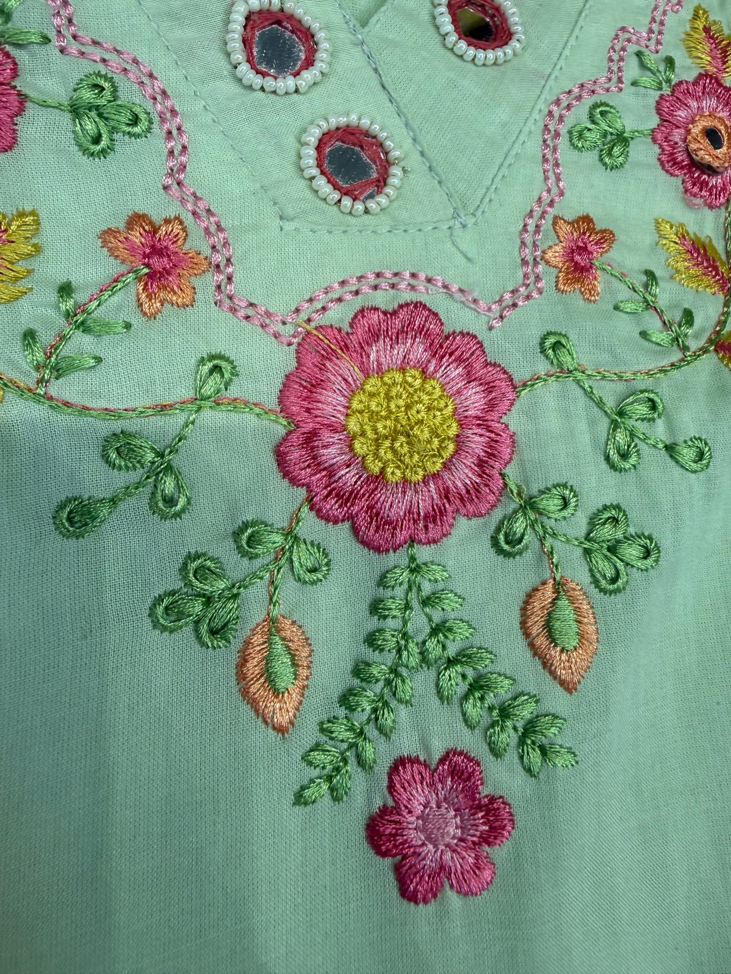 Pista Green Embroidery Kurti With Pant and Dupatta - HSC1147