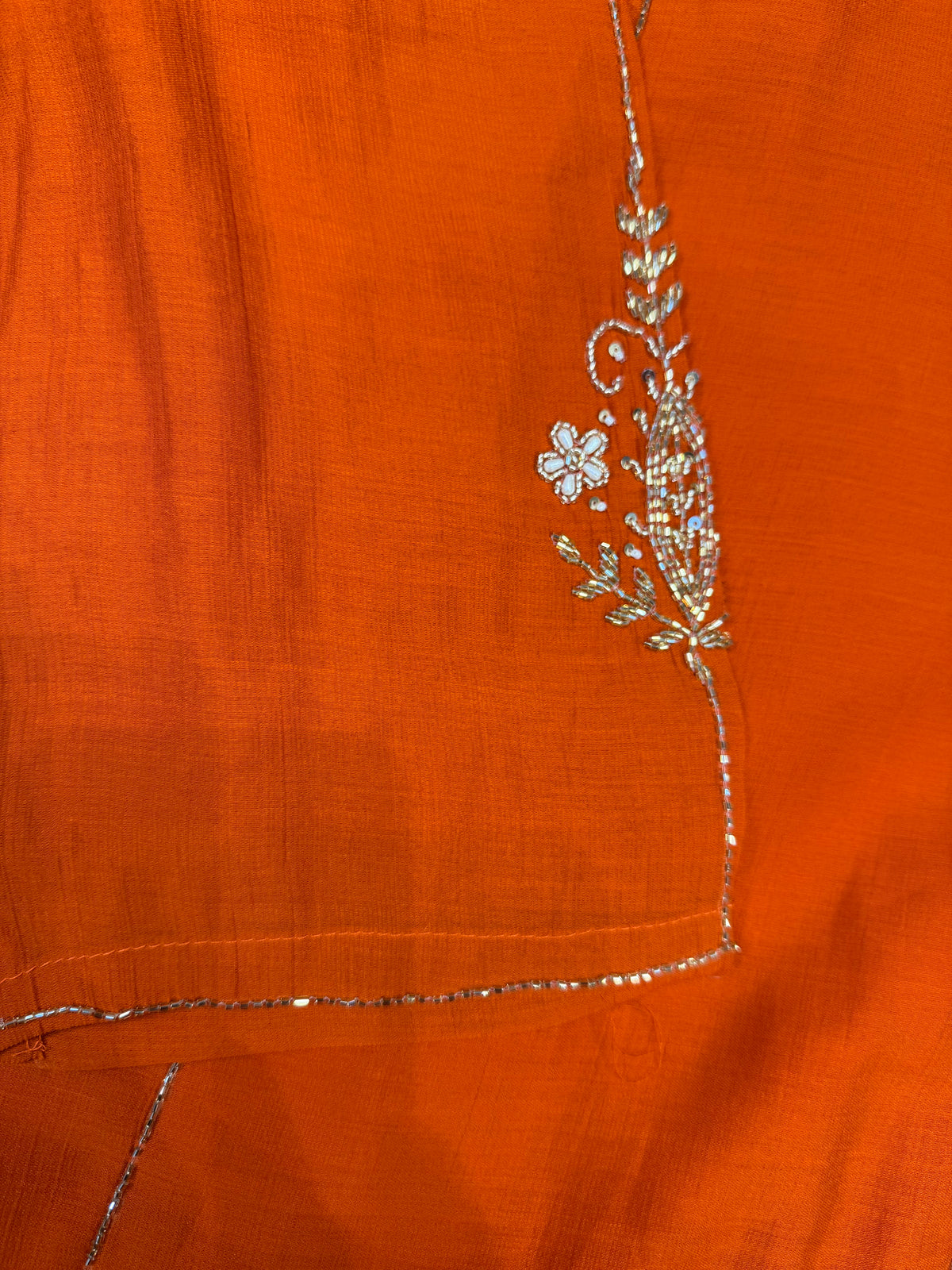Rust Orange Hand Embroidery Kurti With Pant and Dupatta -HSC1273