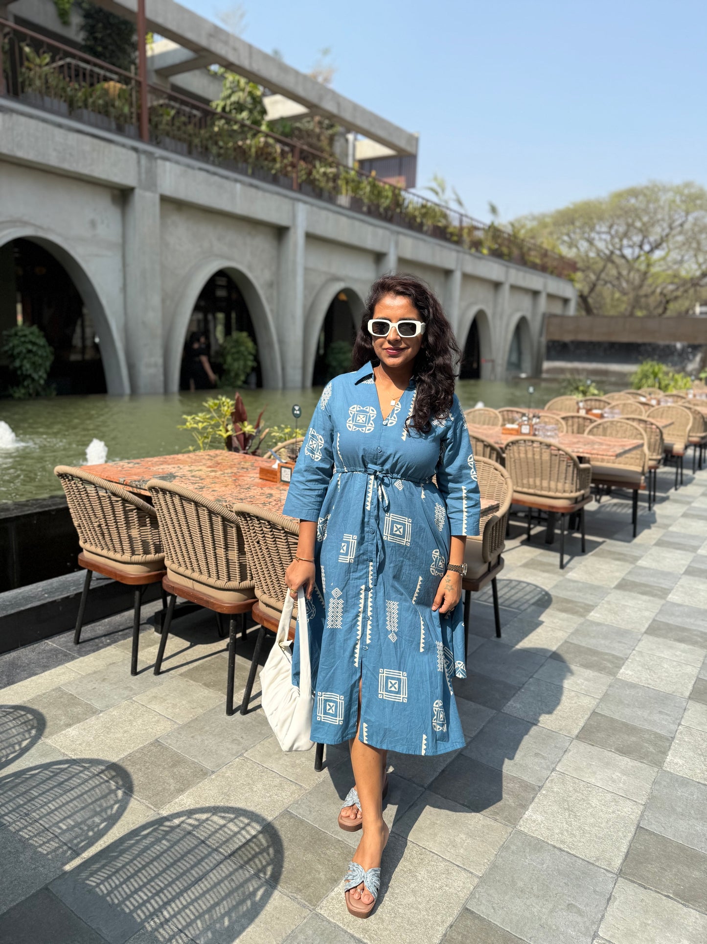 Sky Blue Pure Cotton Maxi Dress