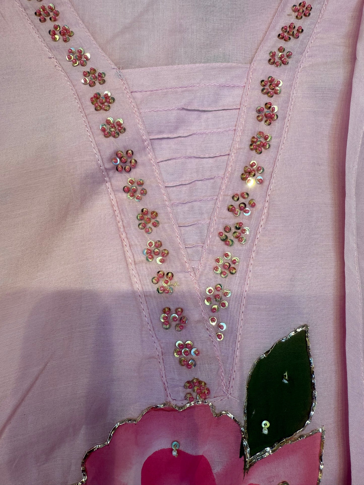 Hand Painted Mul Chanderi Kurti With Pant and Dupatta
