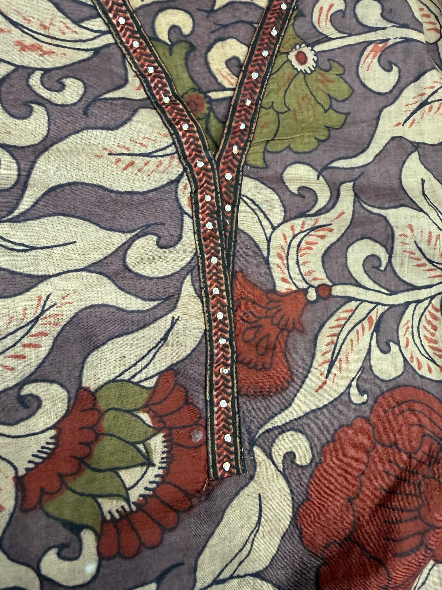Kalamkari Printed Pure Cotton Kurti With Pant and Dupatta-HSC135