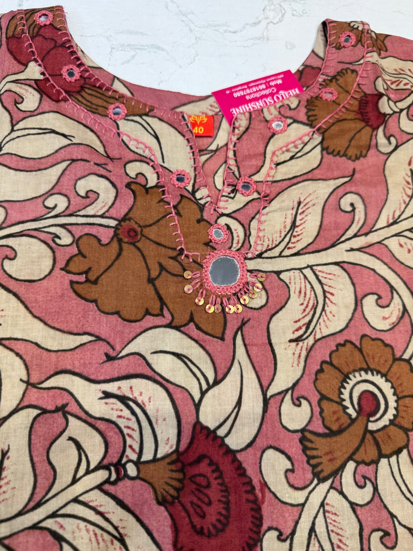 Natural Printed Floral Pure Cotton Kurti