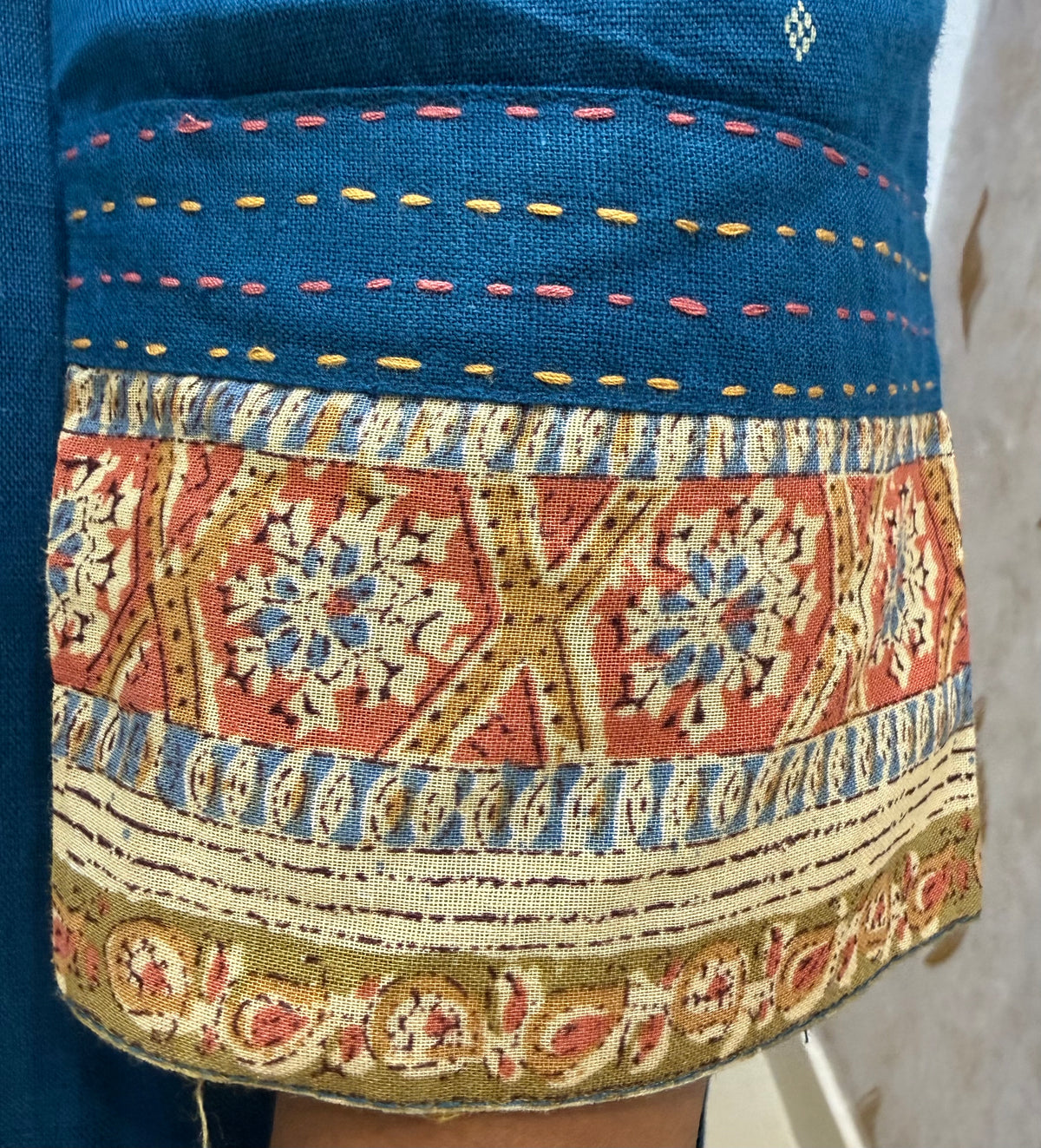 Kalamkari Pure Handloom Cotton Kurti With Pant and Dupatta -HSC1325