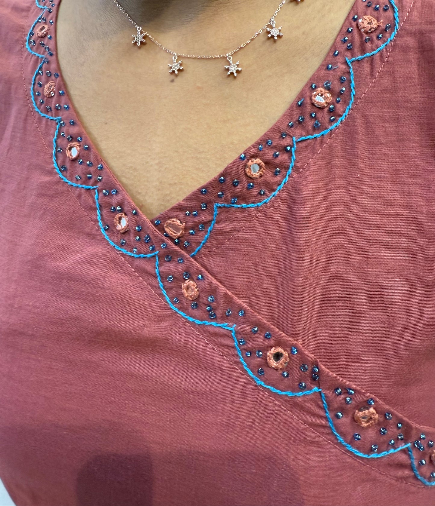 Dusty Rose Angrakha Kurti With Pant