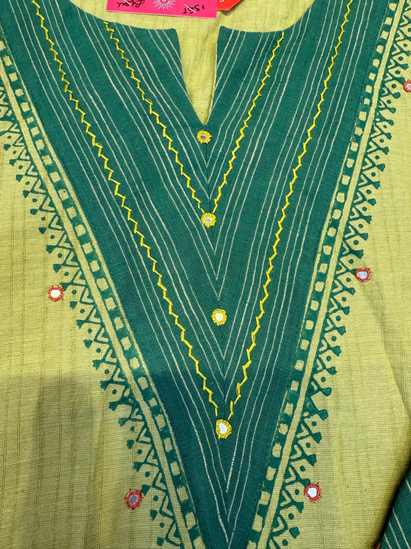 Green A-line Cotton Flex Kurti
