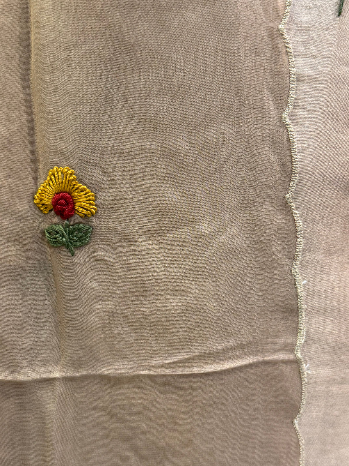 Thread Embroidery A-line Kurti With Pant and Scallop Cut Dupatta -HSC1215
