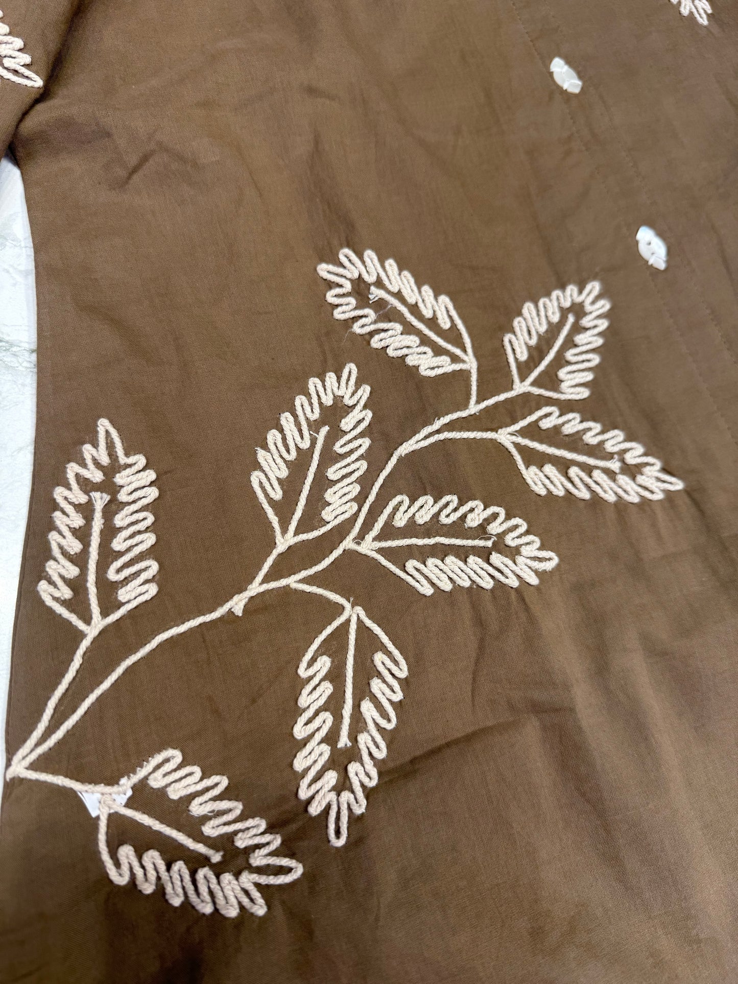 Tan Cotton Dori Embroidery Tunics