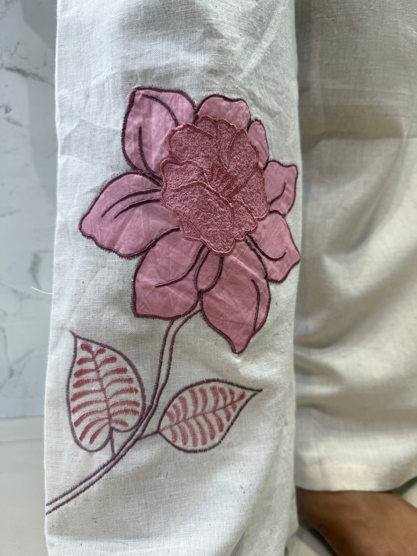 Applique Half White Cotton Flex Lave Co-ords set-HSC171