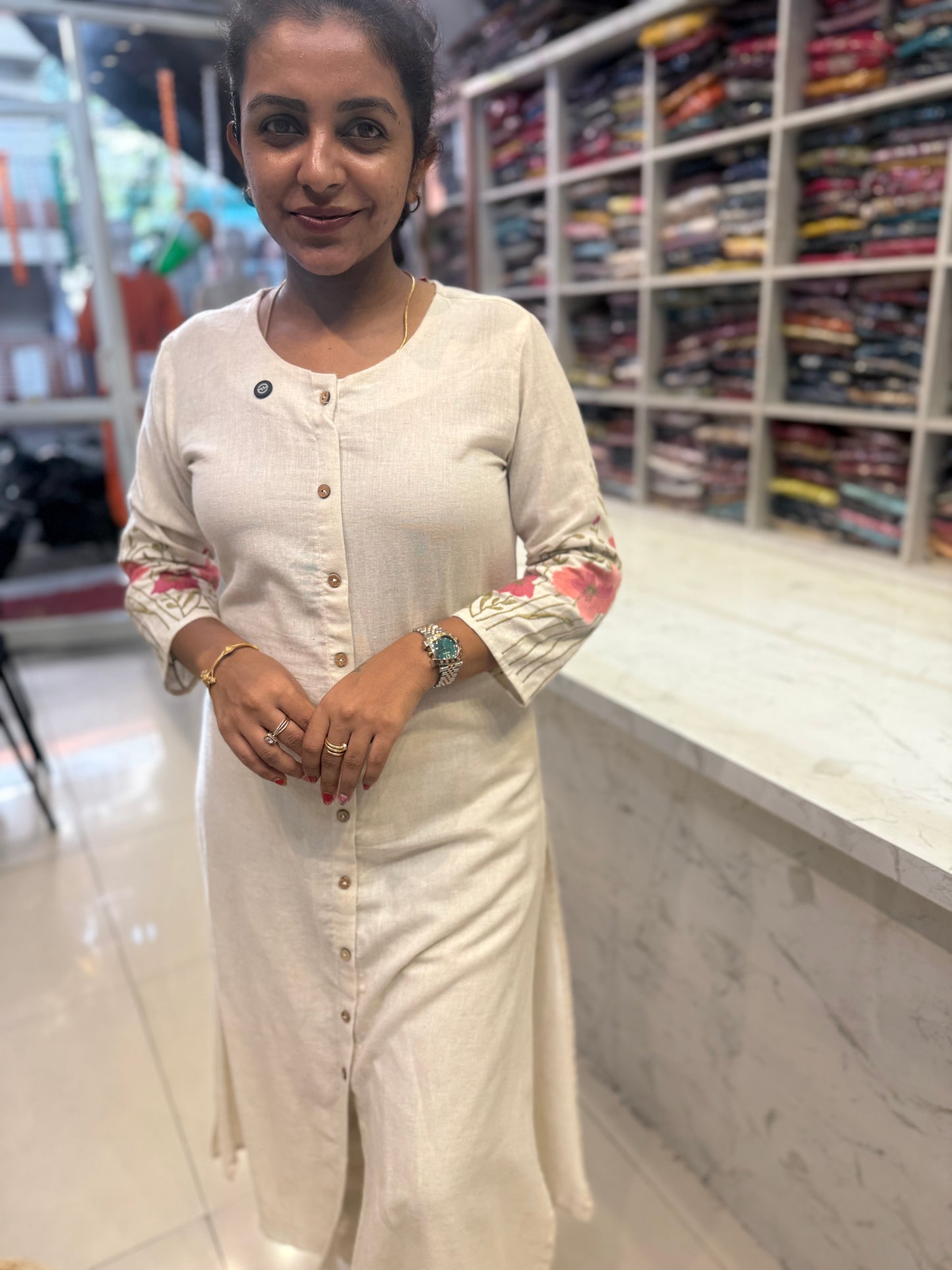 Half White Cotton Co-ords Set