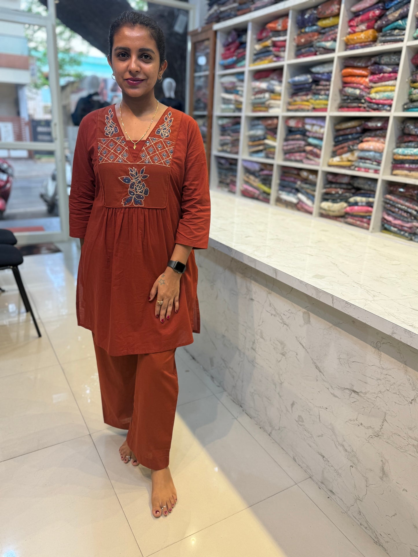 Marron Cotton Co-ords Set