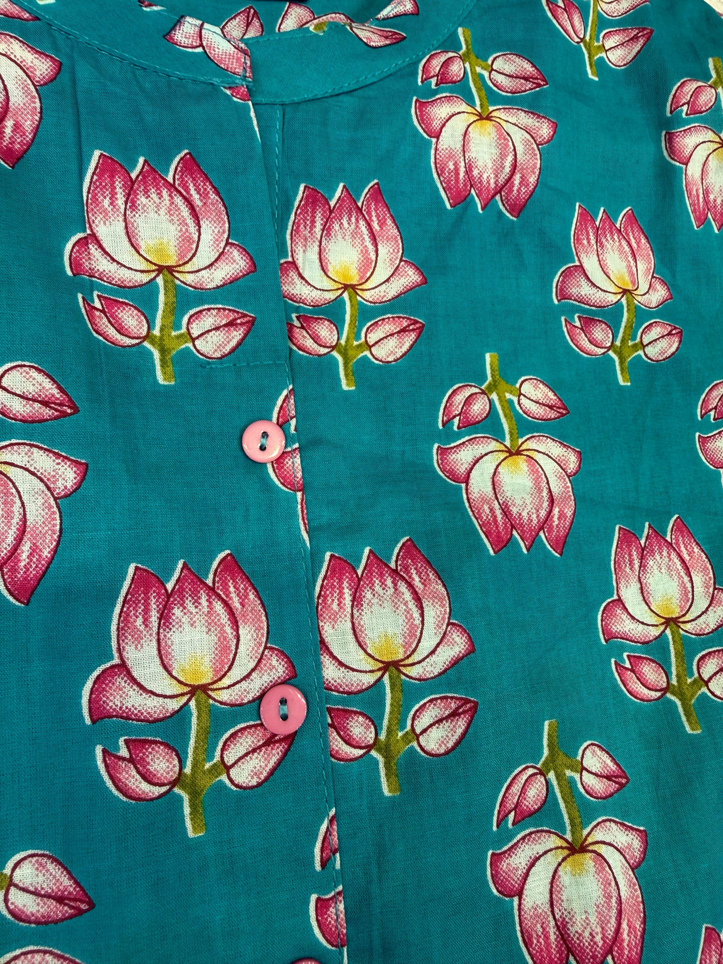 Lotus Printed Pure Cotton Tunics Top