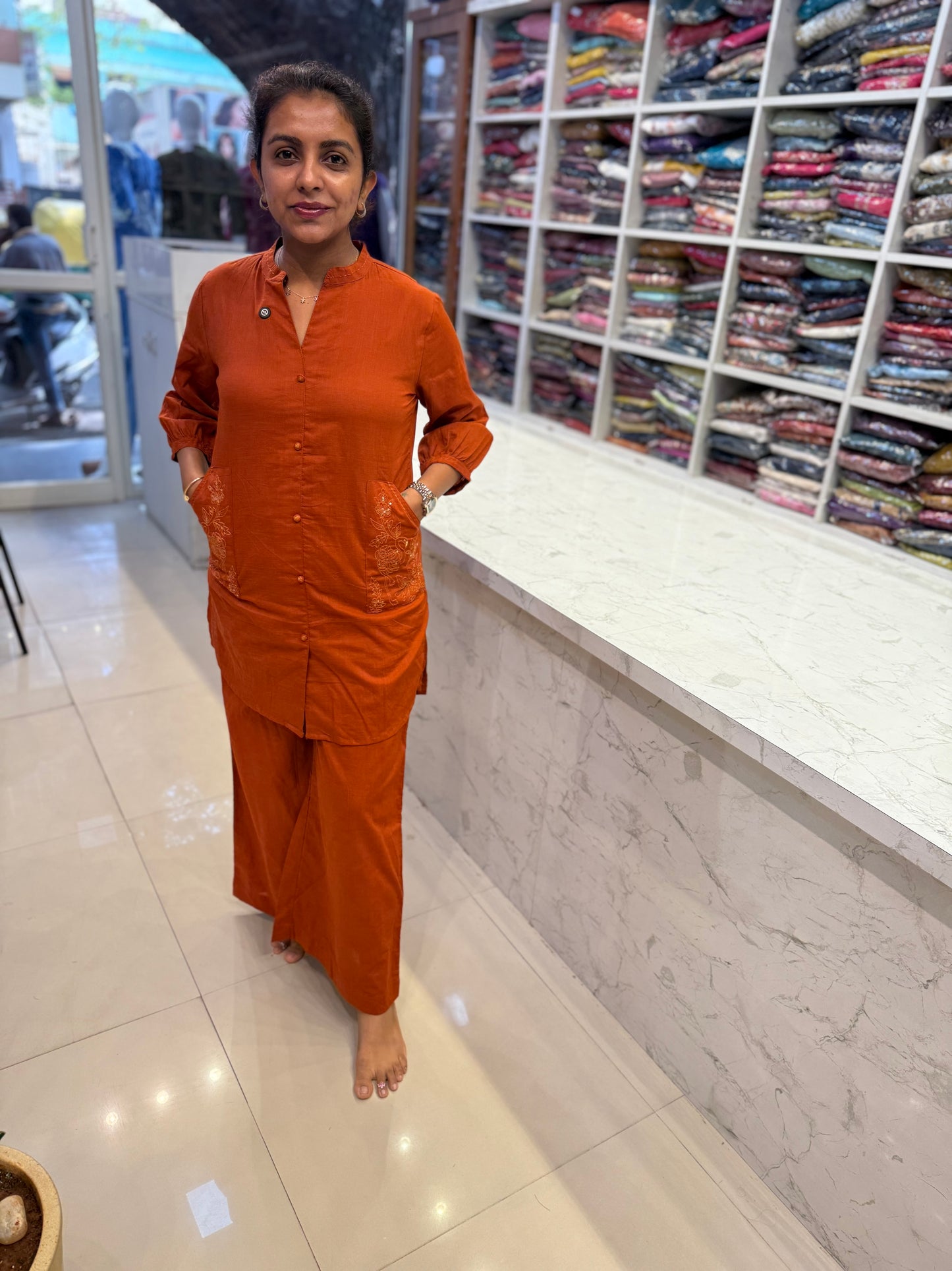 Rust Orange Cotton Co-ords Set