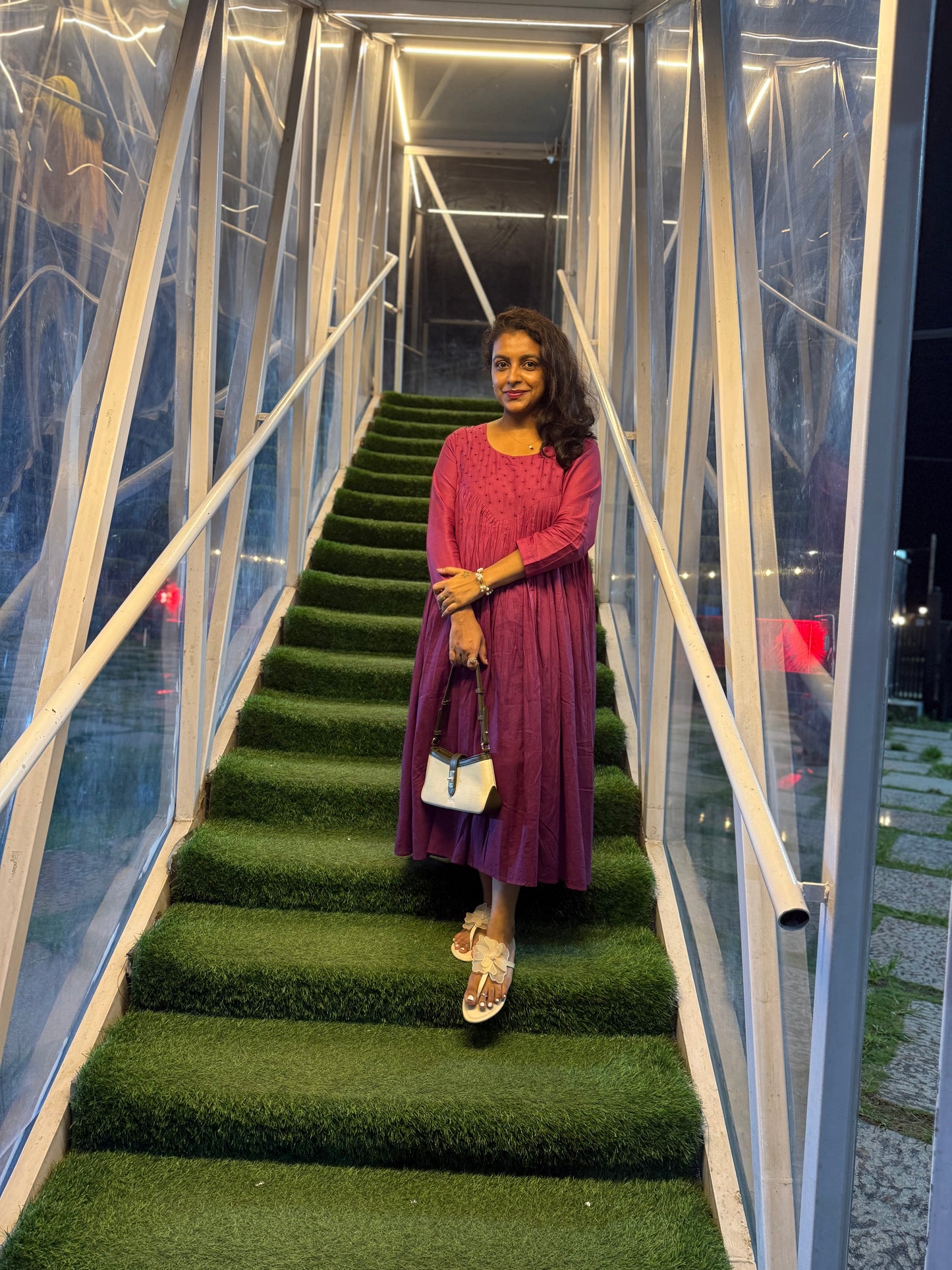 Dual Wine Mul Cotton Gown-HSC172