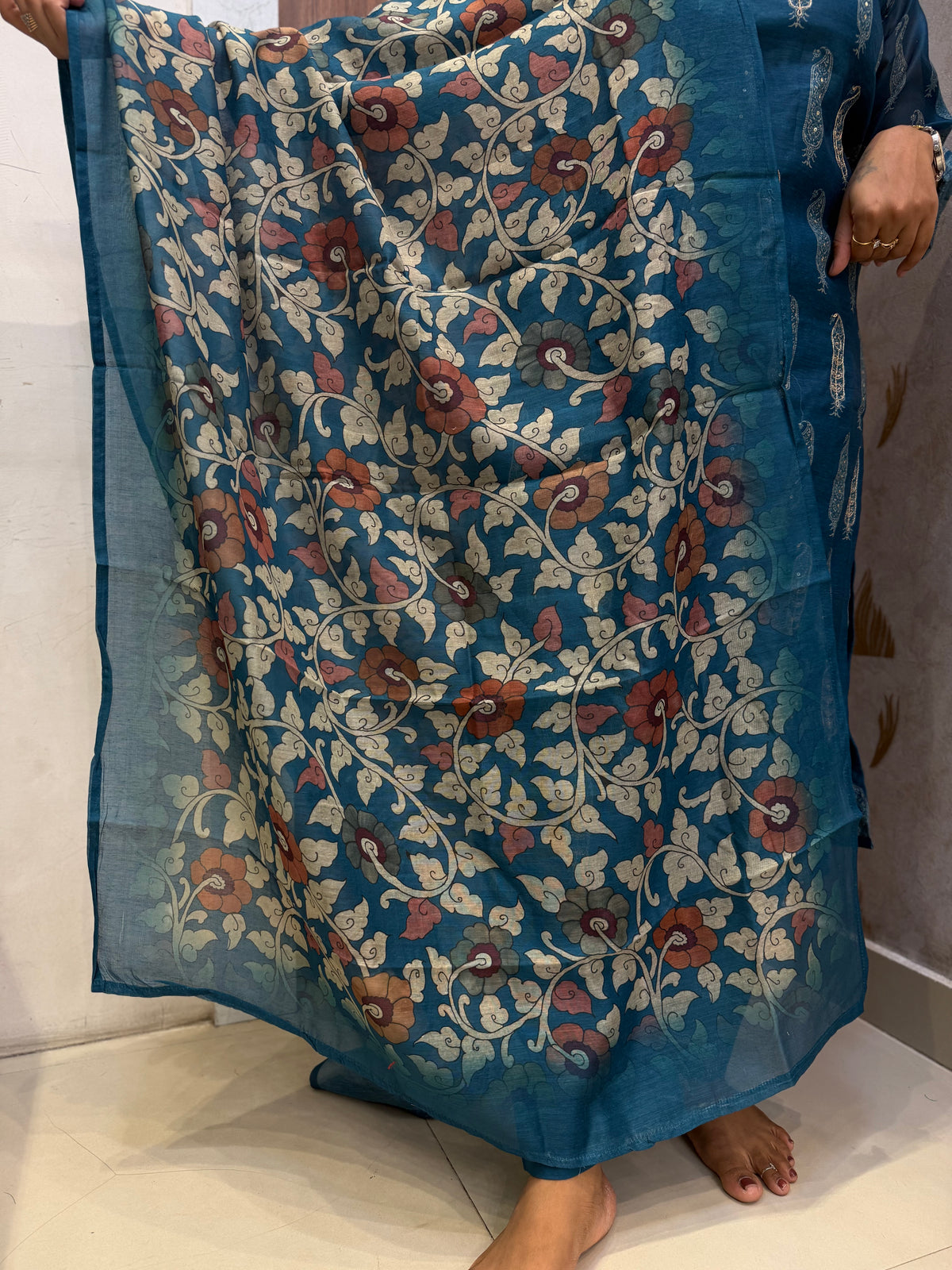 Mango Pure Silk Kurti With pant and Printed Dupatta -HSC1335
