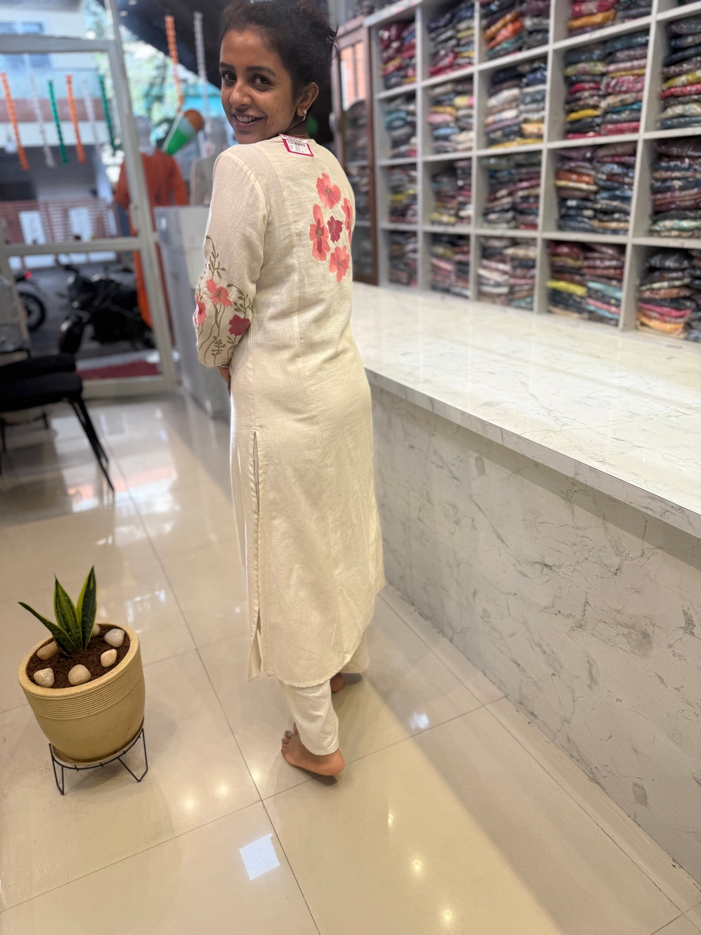 Half White Cotton Co-ords Set