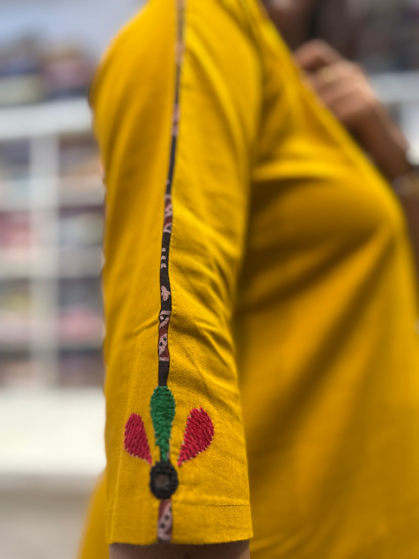Mustard Pure Cotton Hand Embroidery Printed Black Dupatta