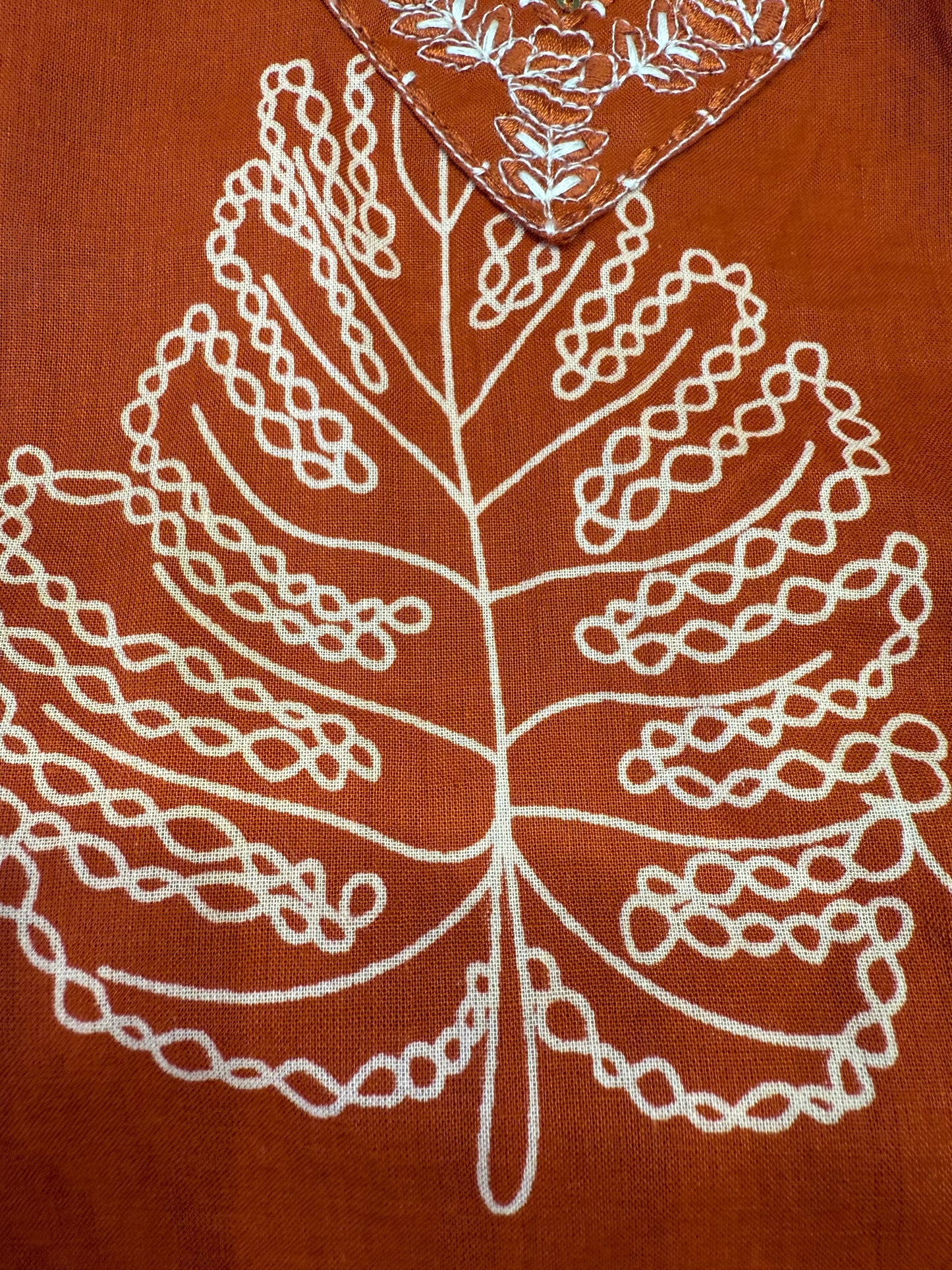 Leaf Printed Cotton Kurti With Pant and Dupatta