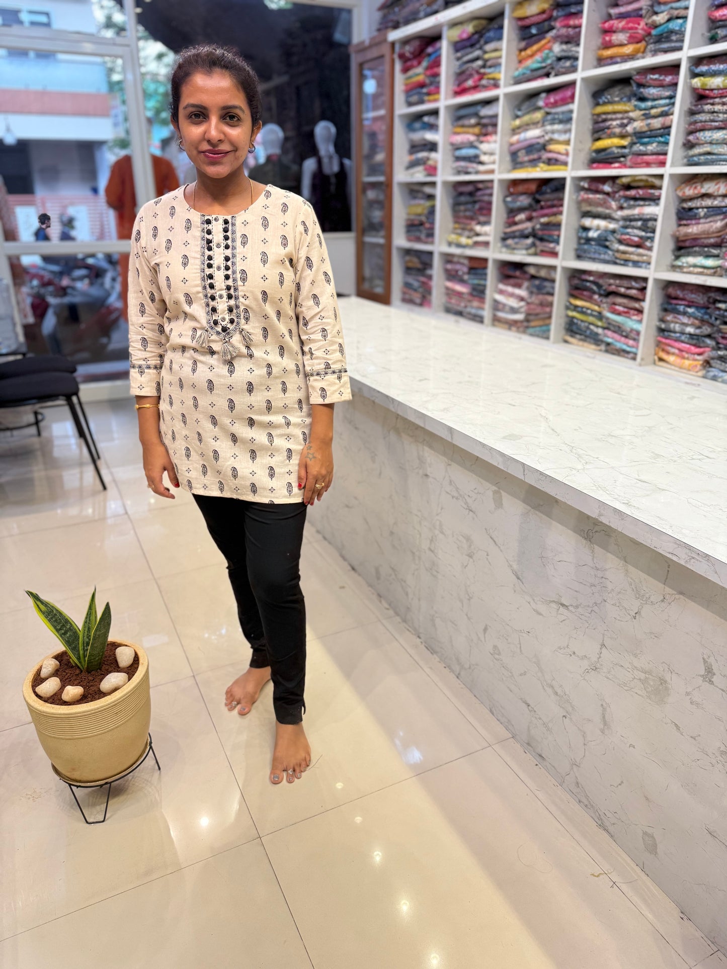 Beige Pure Cotton Flex Short top