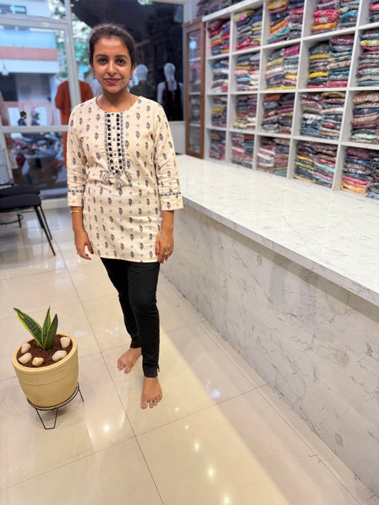 Beige Pure Cotton Flex Short top