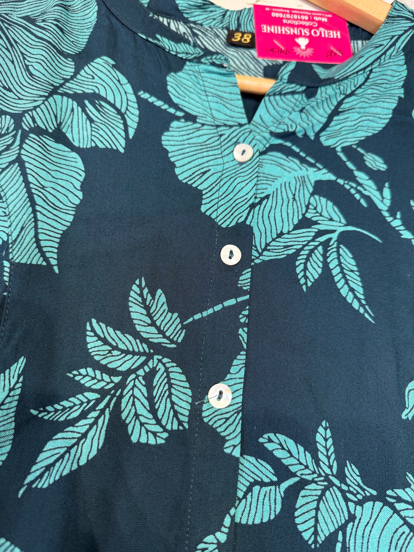 Peocock Blue Rayon Short Top