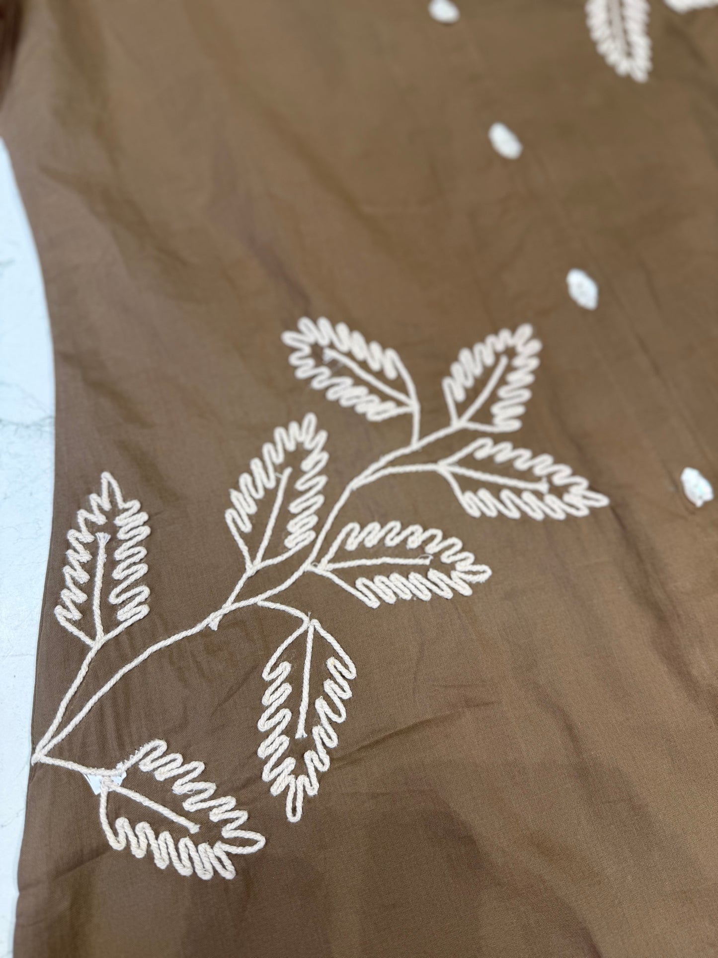 Tan Cotton Dori Embroidery Tunics