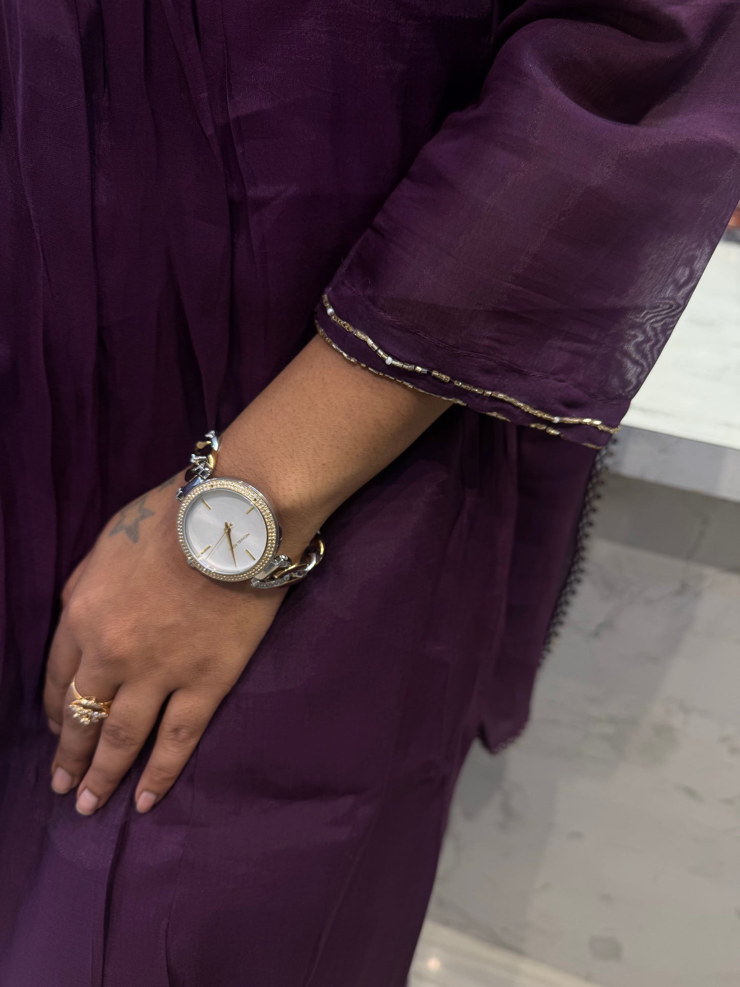 A-line Wine Pure Silk Kurti With Pant and Dupatta