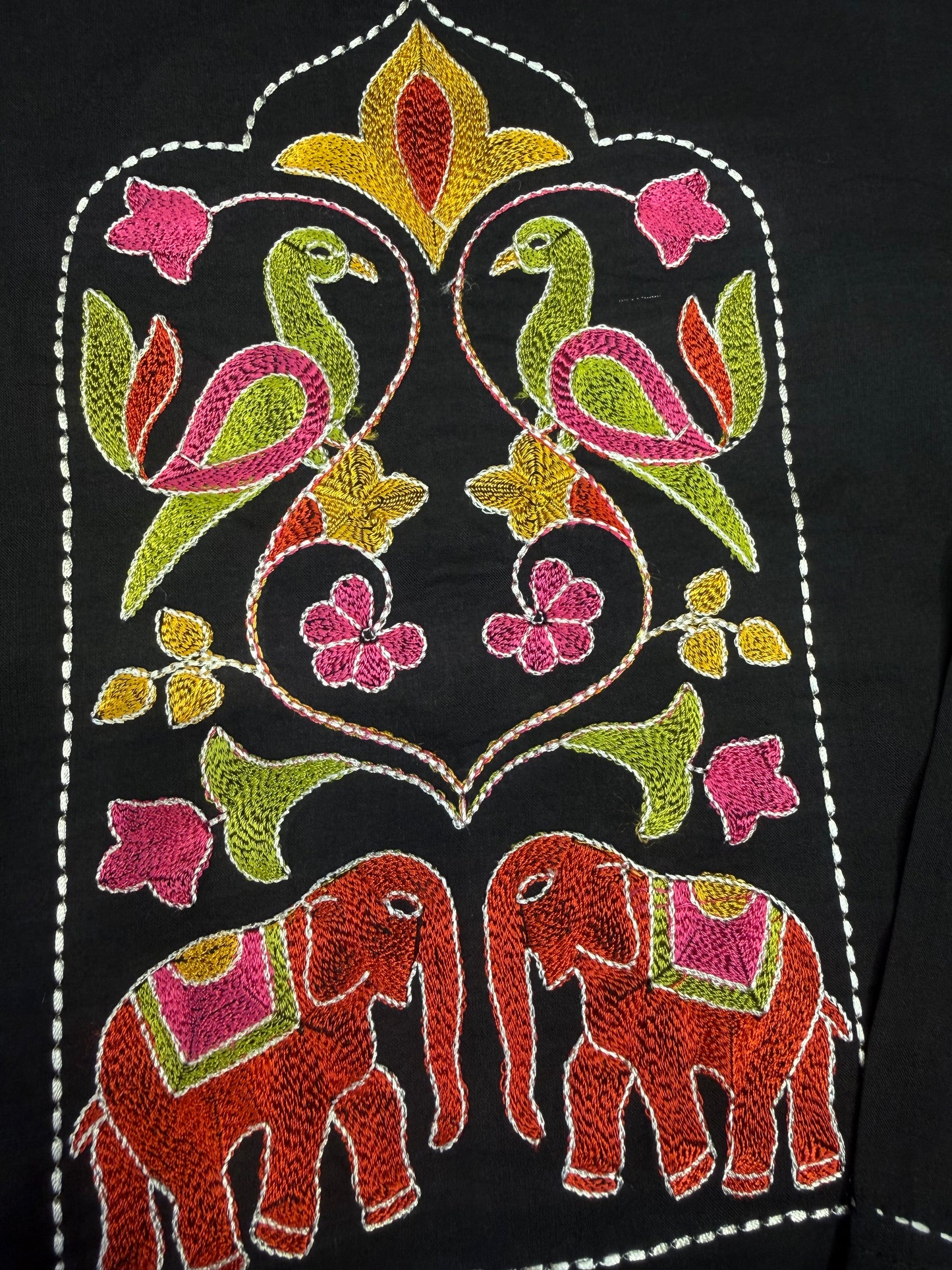 Black Pure Cotton Embroidered Kurti With Pant-HSC81