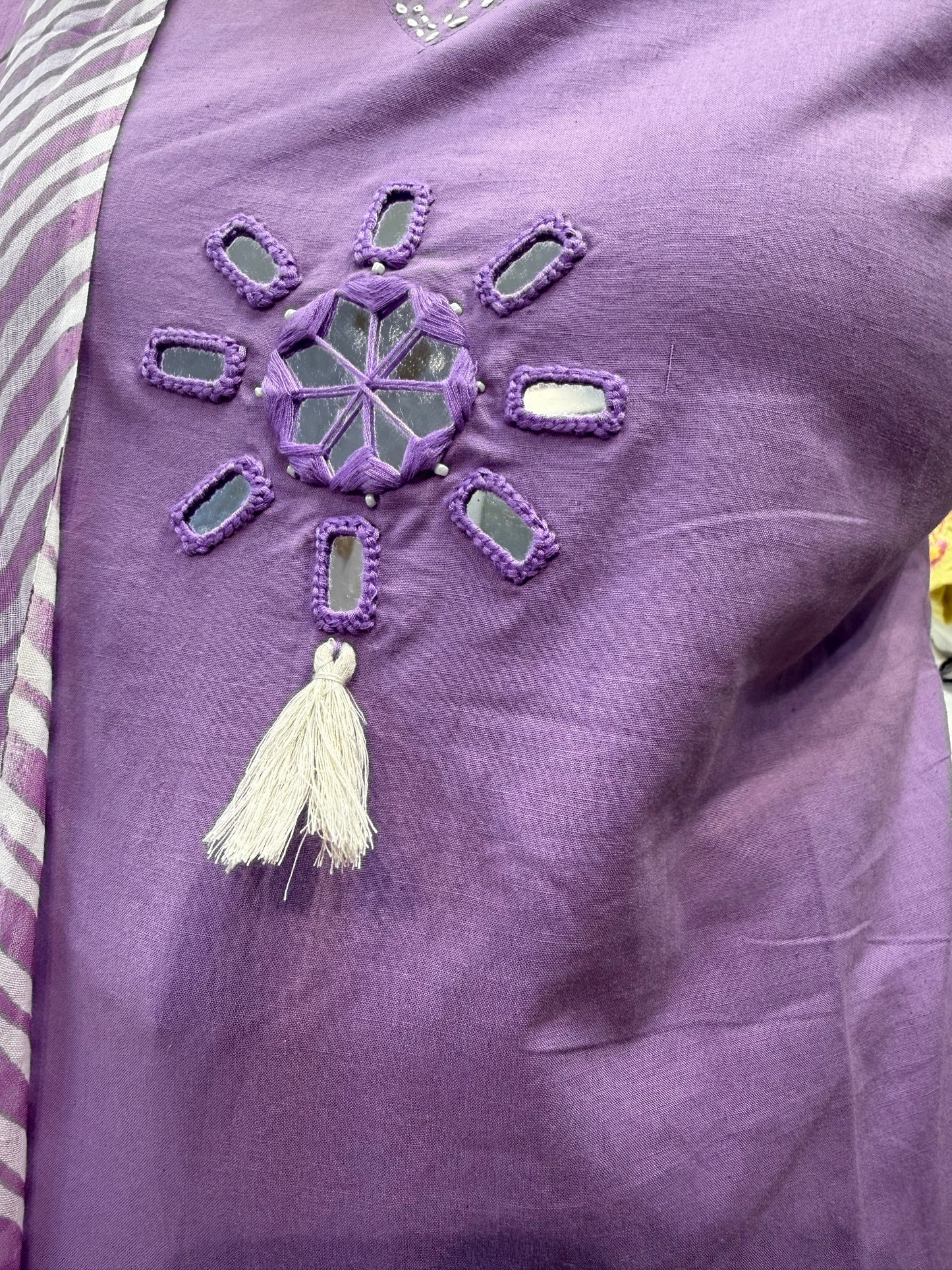 Lavender Pure Cotton Kurti With Pant and Constrast Dupatta-HSC104