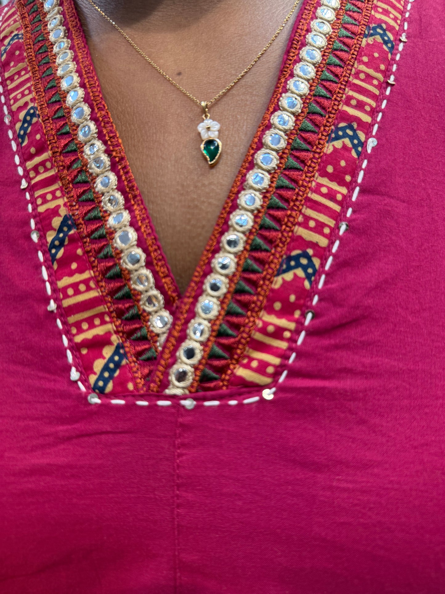 Two sides Pink cotton Kurti With pant and Dupatta