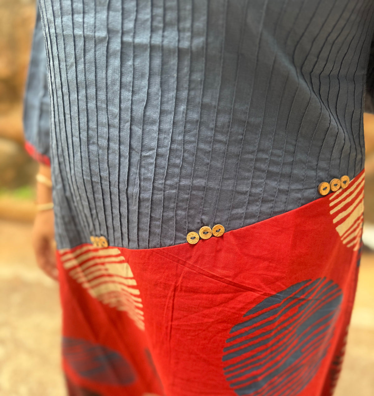 Printed A-line Pure Cotton Dress - HSC1160