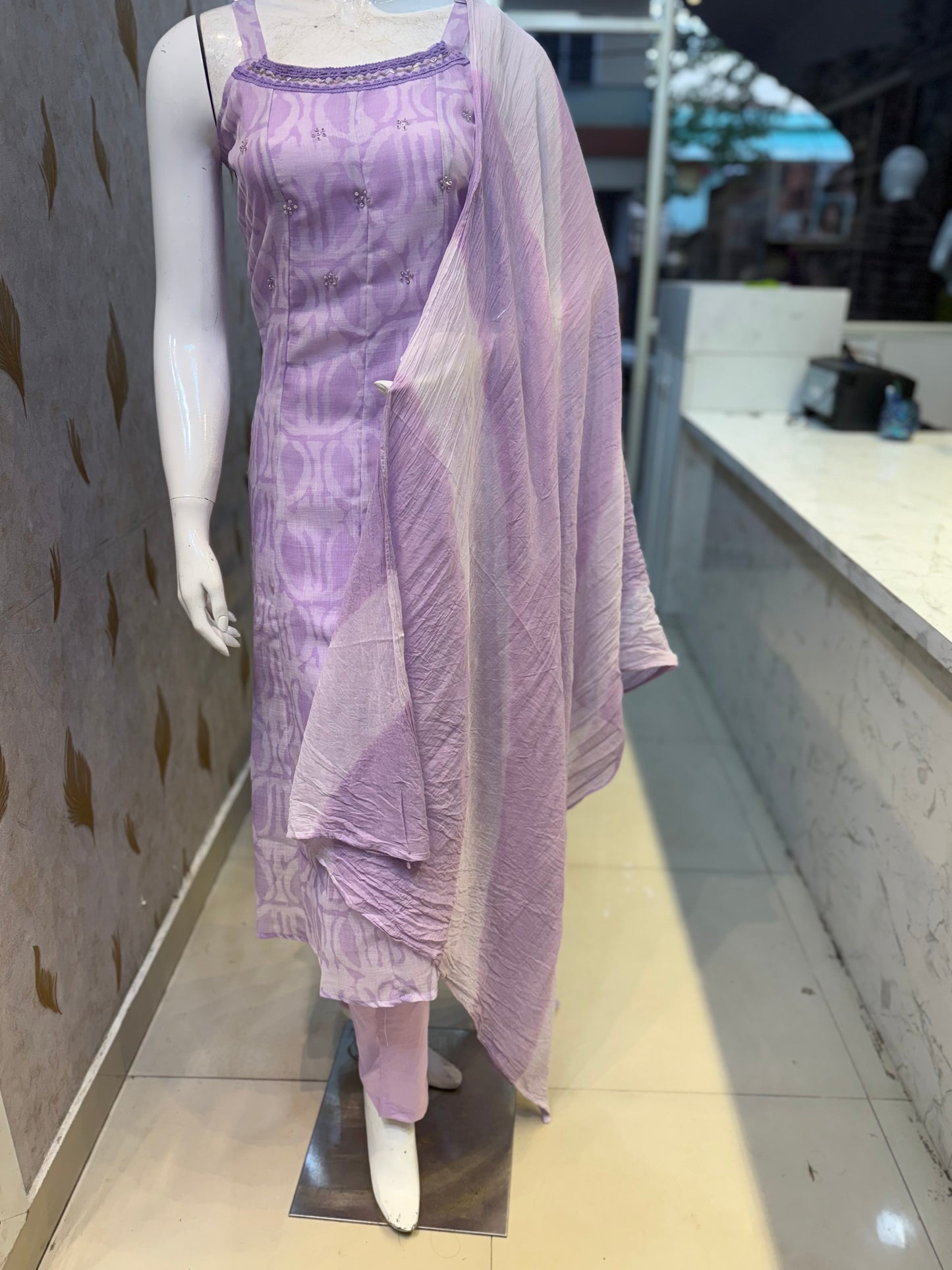 Lavender shoulder straps Cotton Linen Set